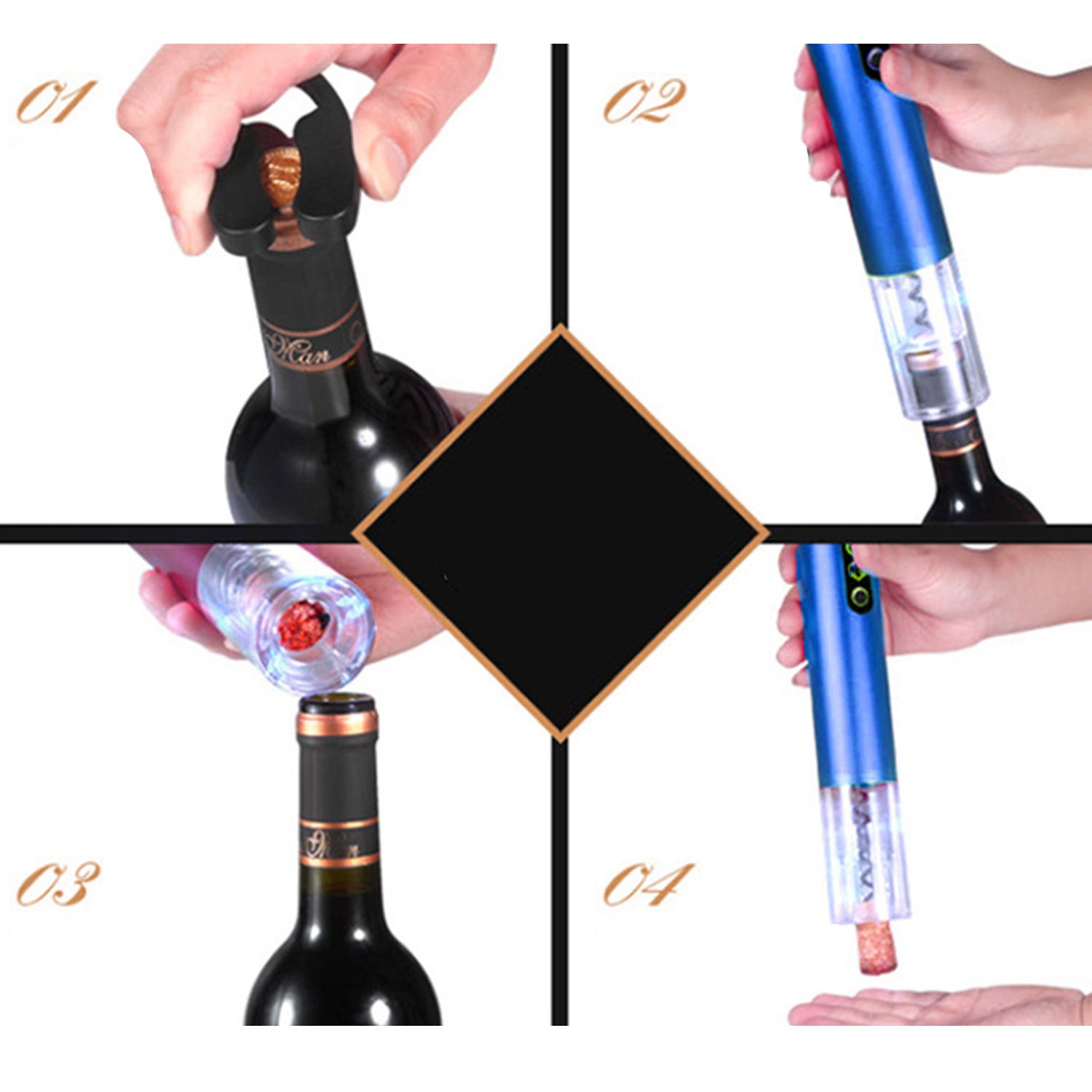 Professional Red Wine Opener Foil Cutter Set For Kitchen Tool Dry Battery Electric Wine Opener Automatic Bottle Opener Corkscrew
