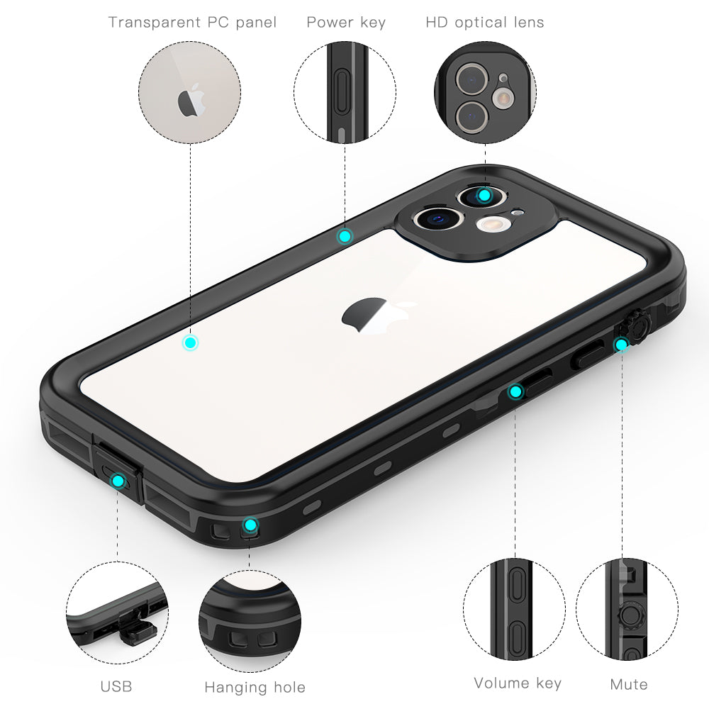 Apple iPhone 12 Mini (5.4") 360 Full Protective Waterproof Case with Built-in Screen Fingerprint Protector