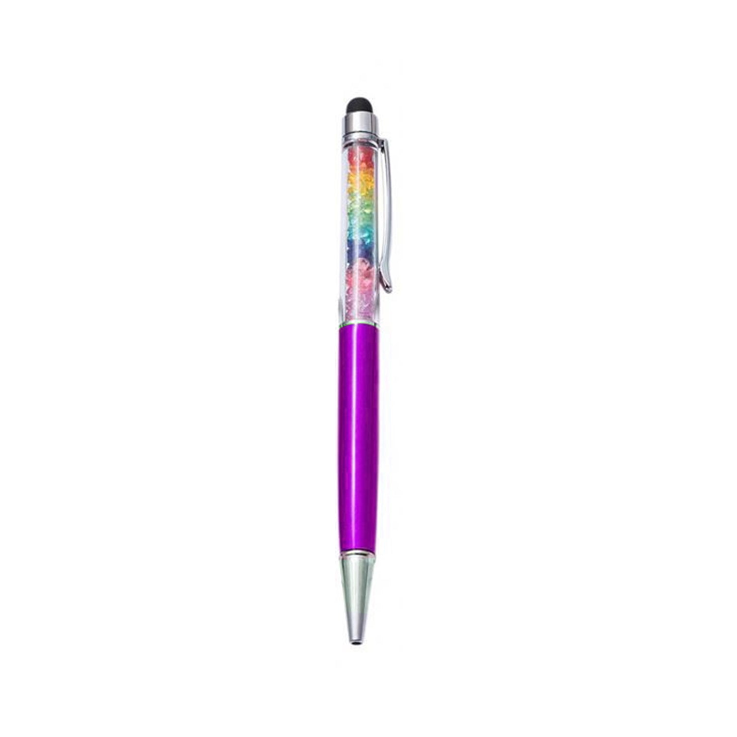 Capacitive Touch Screen Ballpoint Pen Cute Rainbow Diamond Crystal Ball Pens School Writing Supplies - Purple