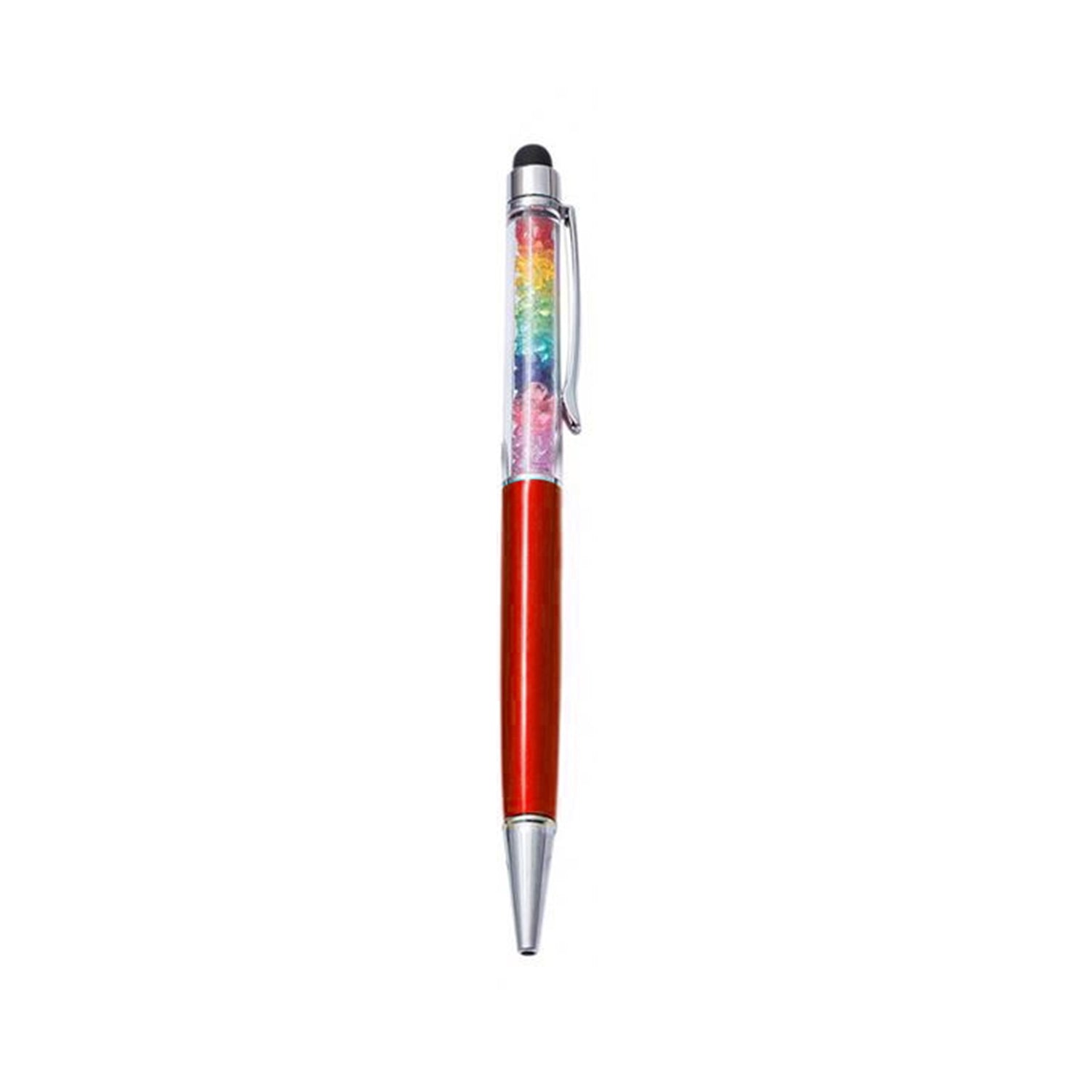 Capacitive Touch Screen Ballpoint Pen Cute Rainbow Diamond Crystal Ball Pens School Writing Supplies - Red