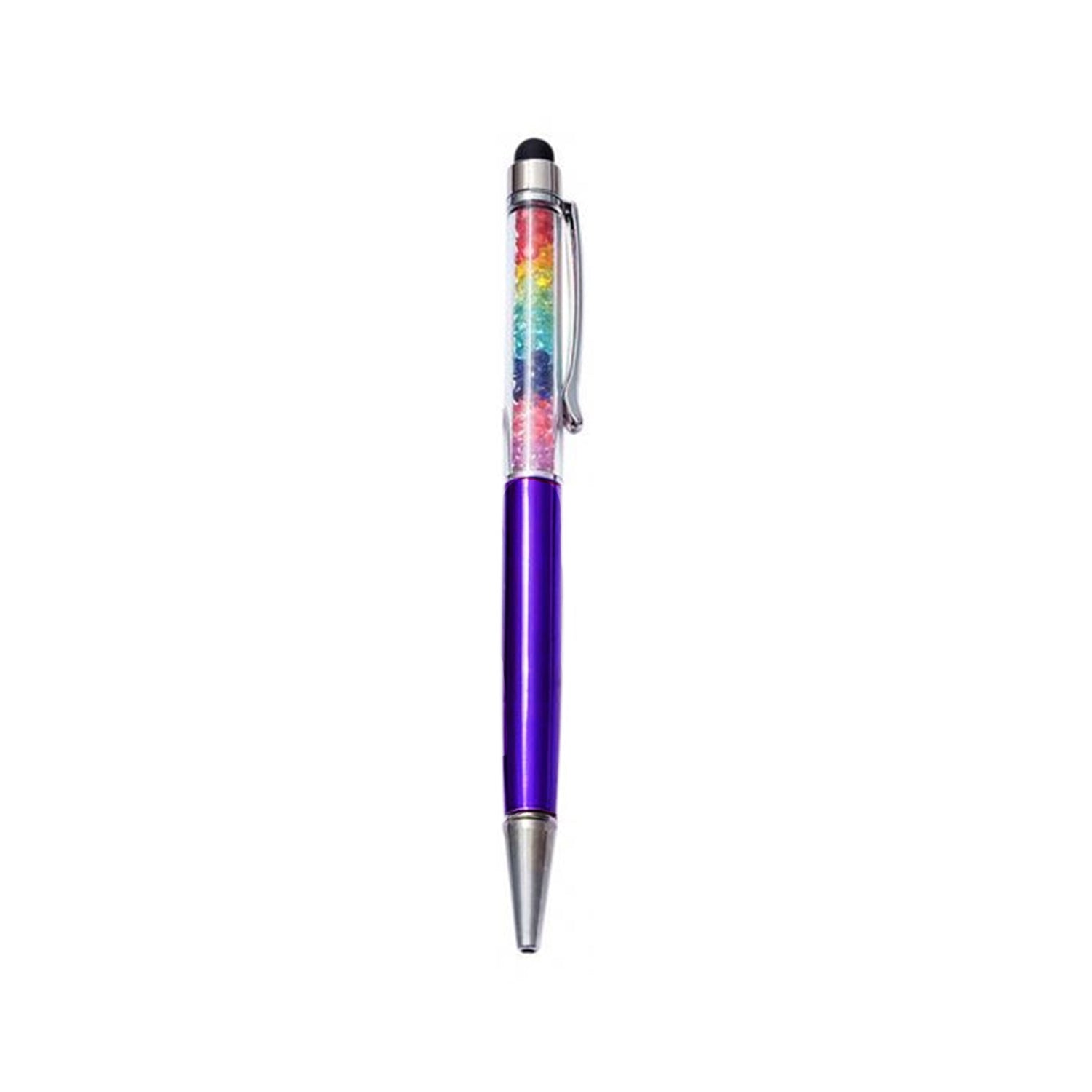 Capacitive Touch Screen Ballpoint Pen Cute Rainbow Diamond Crystal Ball Pens School Writing Supplies - Transparent Blue