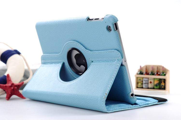 360 Degrees Rotating Leather Standing Case for iPad 4 - Hot Pink