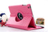 360 Degrees Rotating Leather Standing Case for iPad 4 - Hot Pink