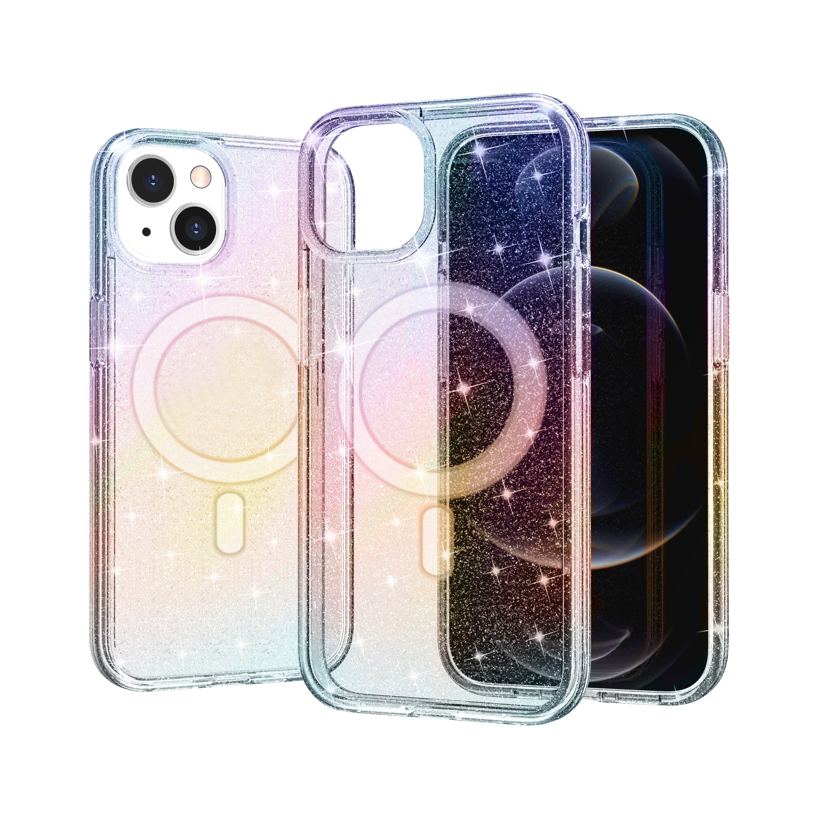 iPhone 14 Magnetic  attraction gradient shiny transparency Case