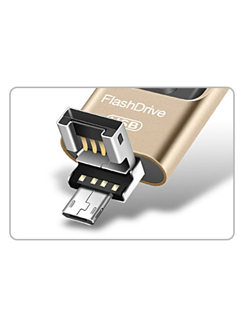 64GB 3 in 1 i Flash Drive for Apple iOS Devices & Android & Computers - Gold