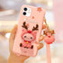 3D Silicone Cute Reindeer With Pendant Cartoon Case for iPhone 12 Mini (5.4") - Pink