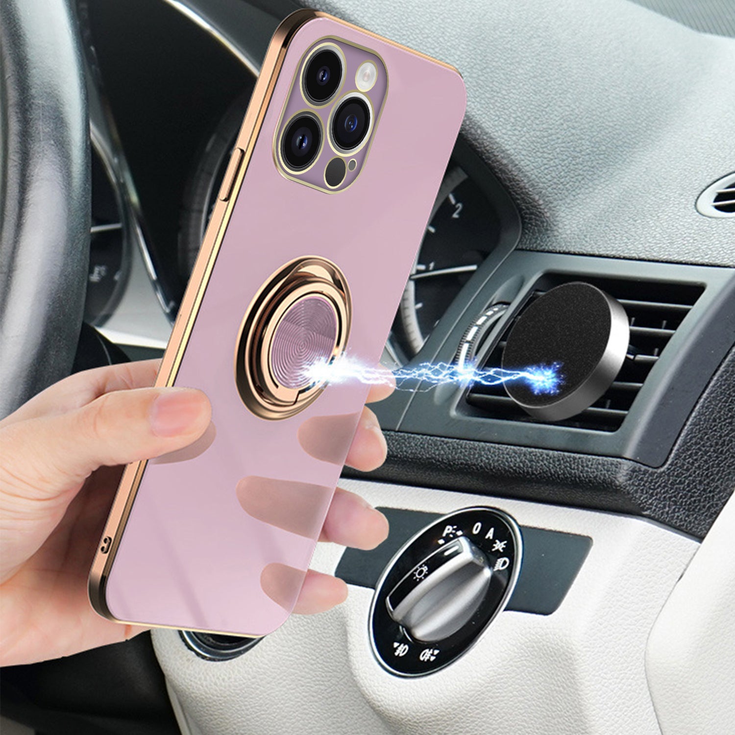 iPhone 12 Pro Max (6.7") Fashion Ring Magnetic GPS car mount Phone Holder Case