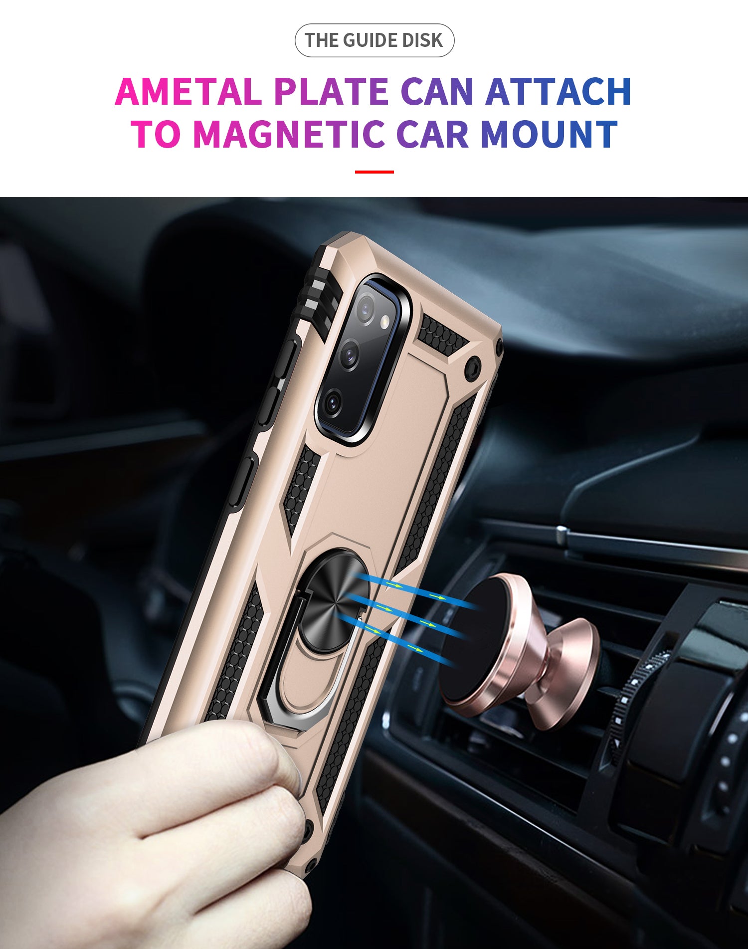 Samsung Galaxy S20 FE-5G dual colors ring magnetic GPS car mount Phone holder case