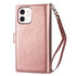 iPhone 12 Mini 2 in 1 Leather Wallet Case With 9 Credit Card Slots and Removable Back Cover 