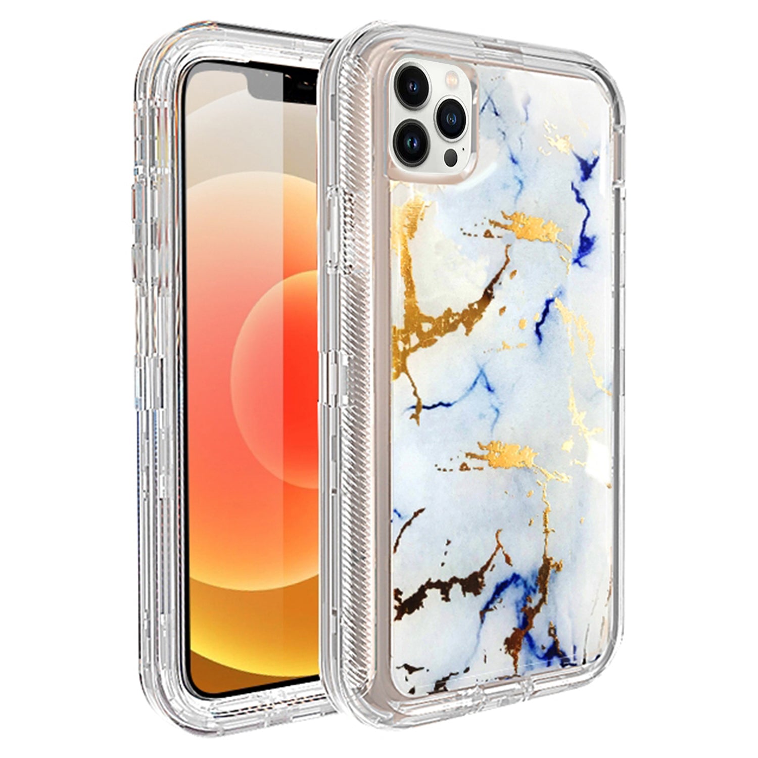 iPhone 13 Pro Max Anti-Shock Durable Protective TPU Heavy Duty Marble Clear  case