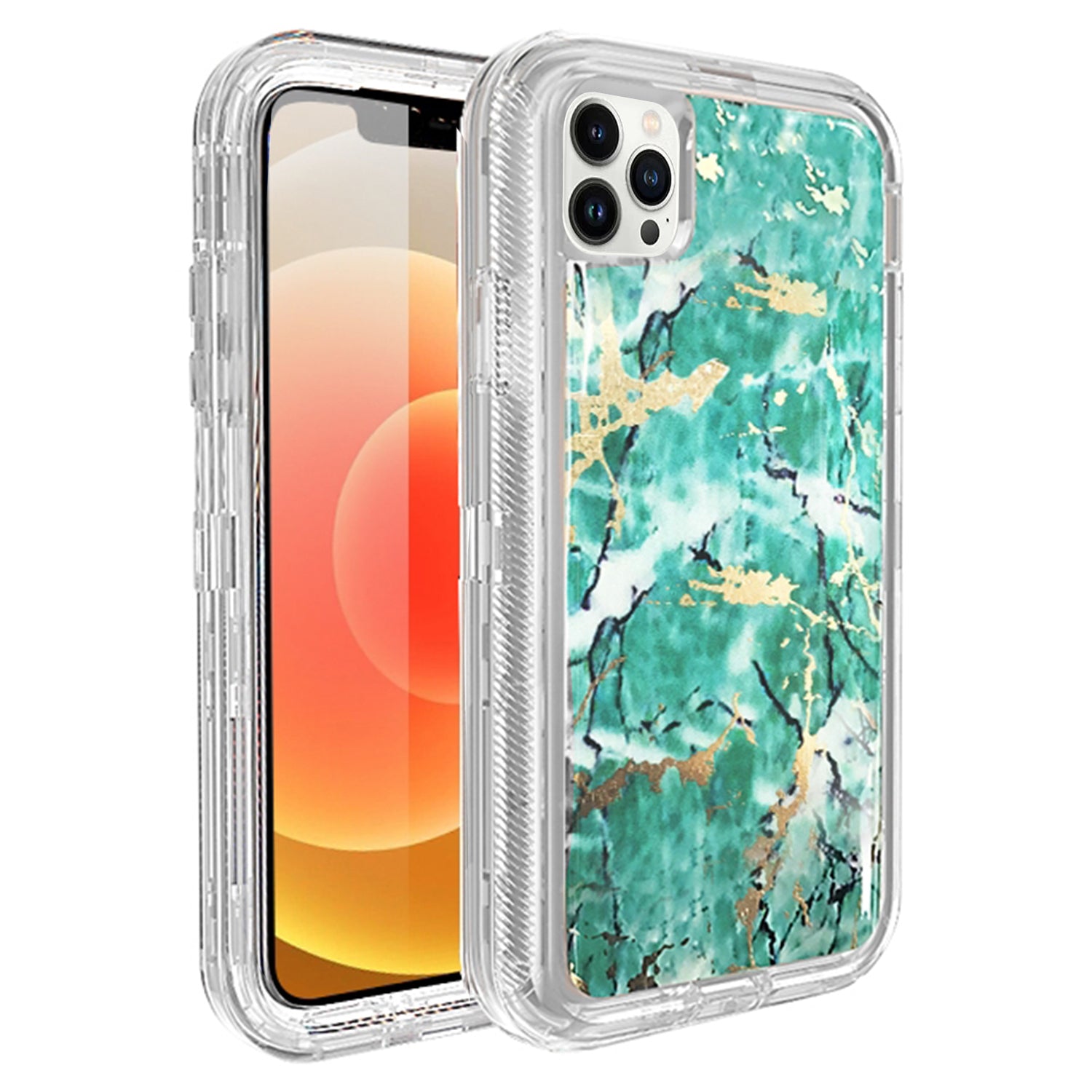 iPhone 13 Pro Max Anti-Shock Durable Protective TPU Heavy Duty Marble Clear  case