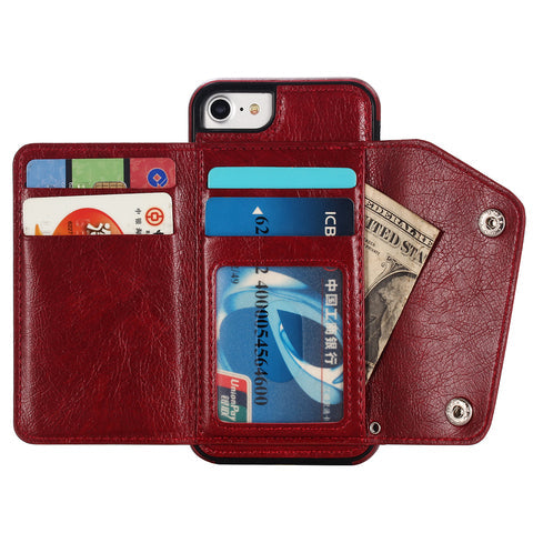 Kickstand Wallet Case with Credit Card Pockets for iPhone 8&7