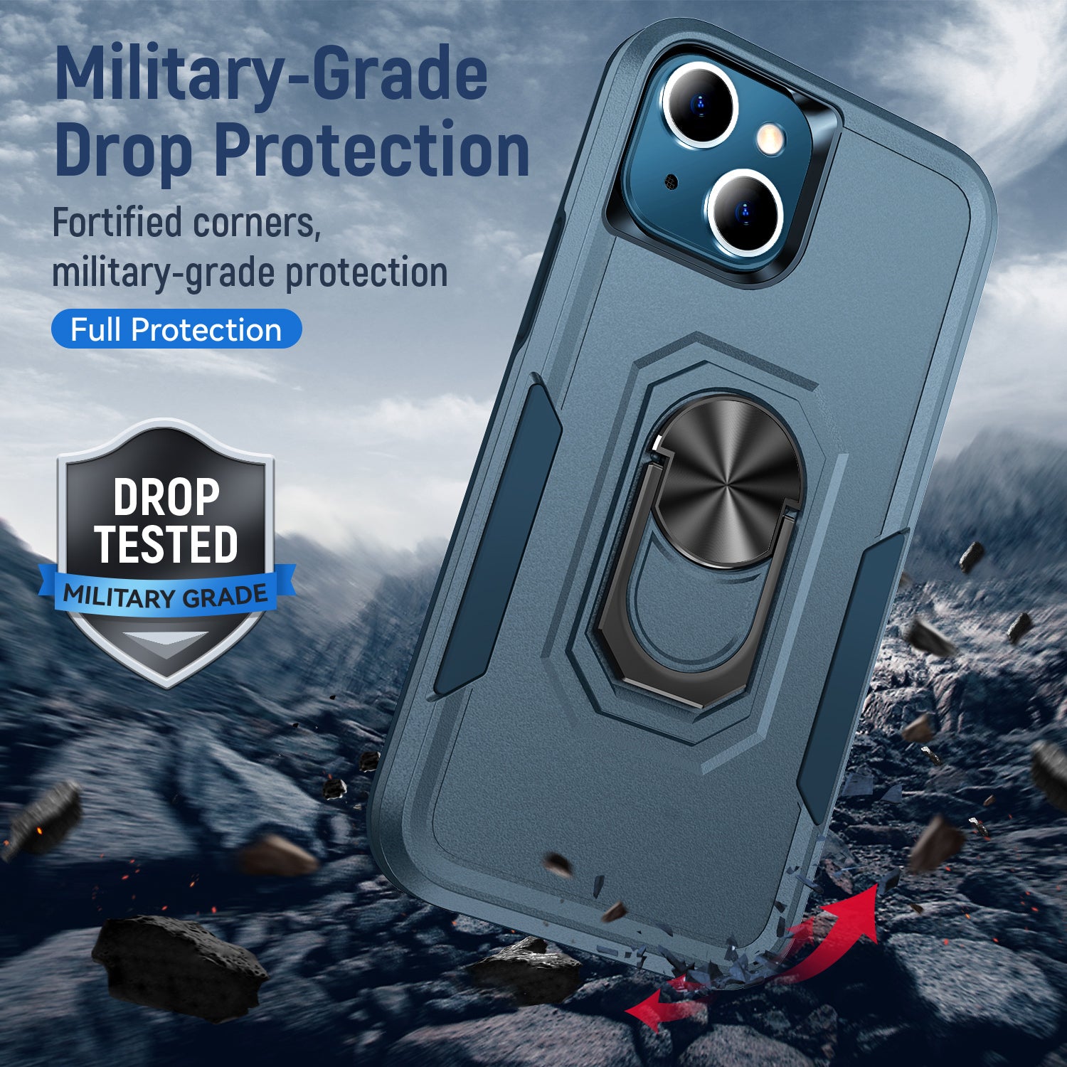 iPhone 13 Kickstand fully protected  heavy-duty shockproof case