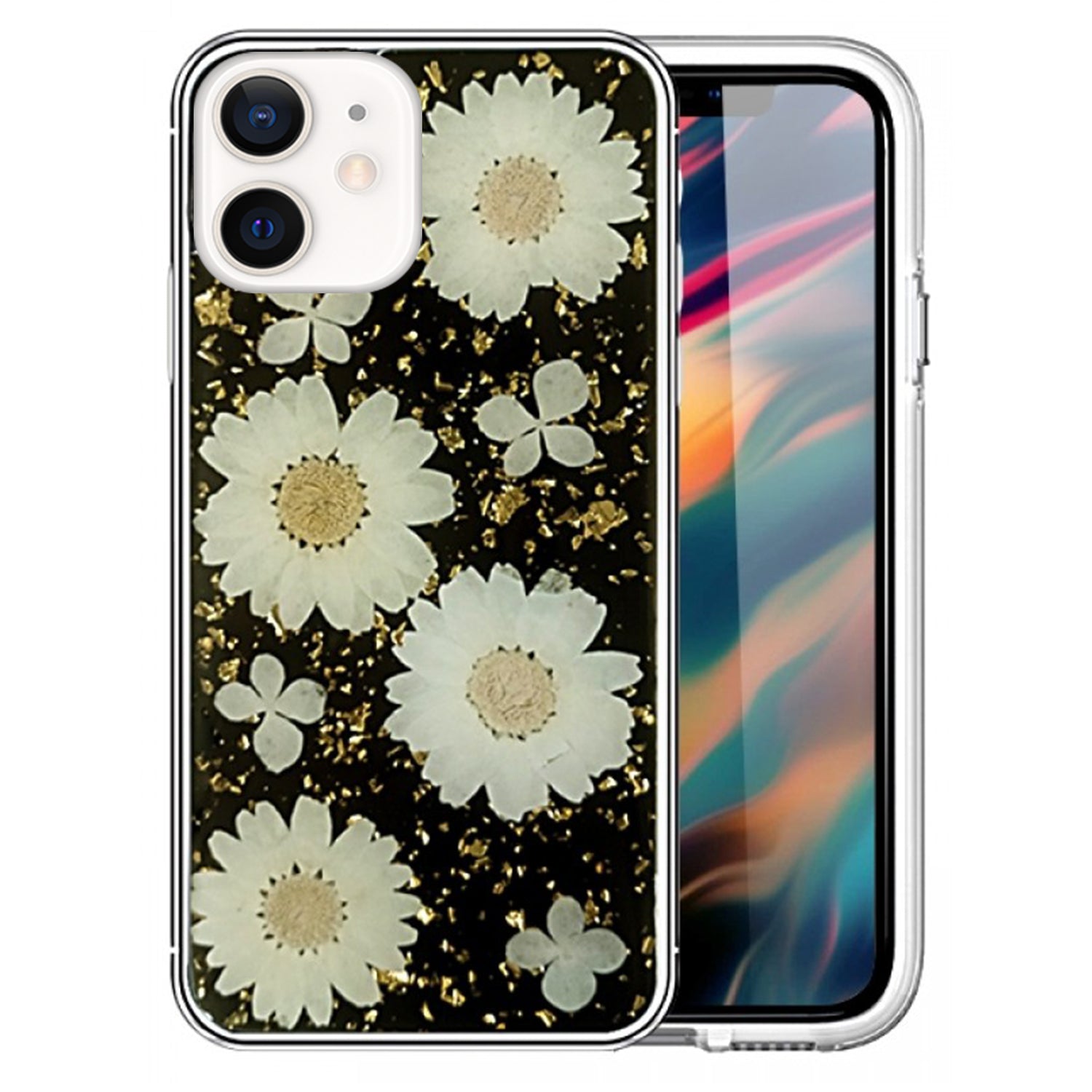 Soft Plastic Fashion Colorful Flowers Design Case for iPhone 12 Mini (5.4")