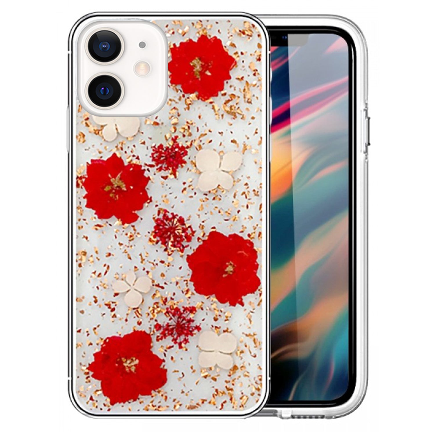 Soft Plastic Fashion Colorful Flowers Design Case for iPhone 12 Mini (5.4")