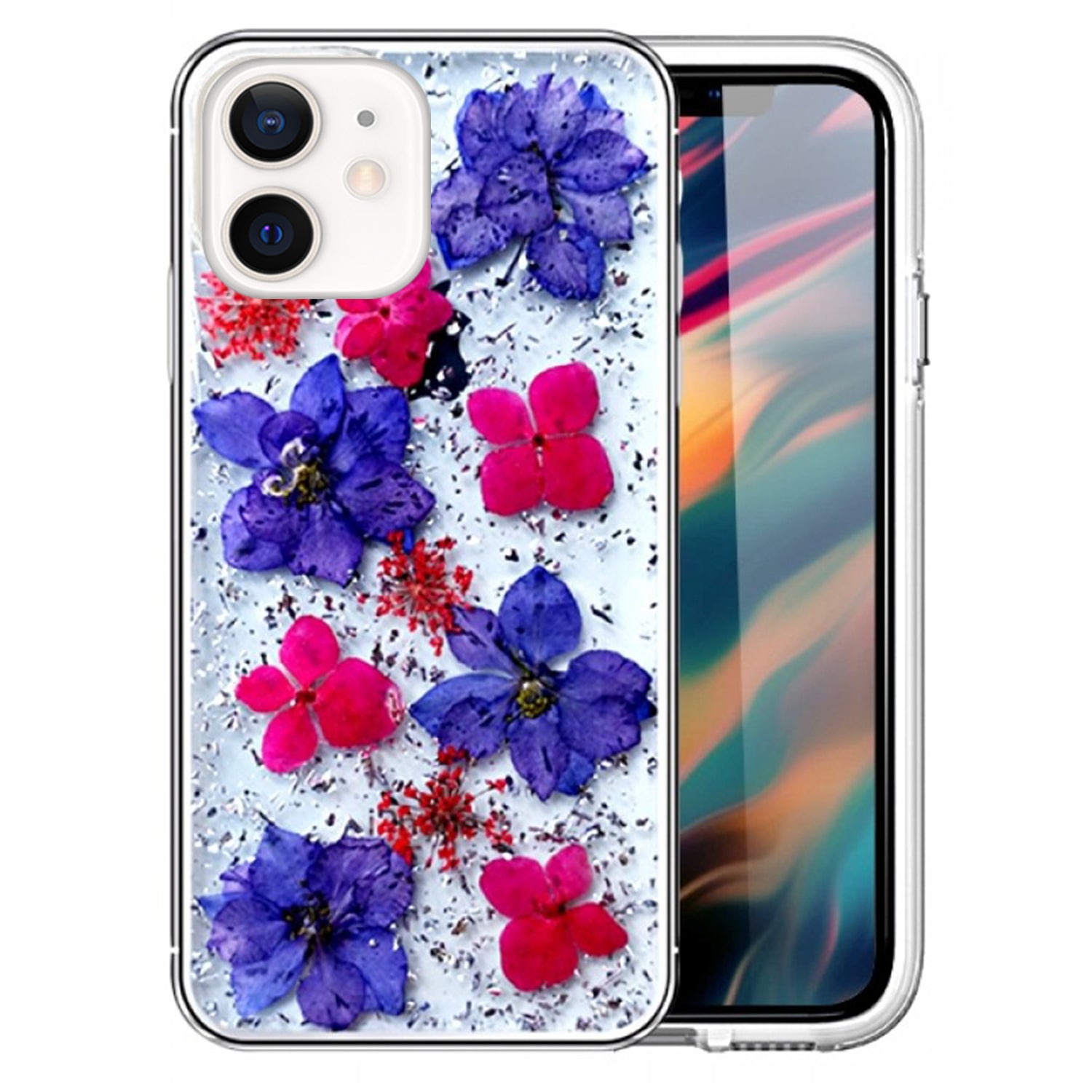 Soft Plastic Fashion Colorful Flowers Design Case for iPhone 12 Mini (5.4")