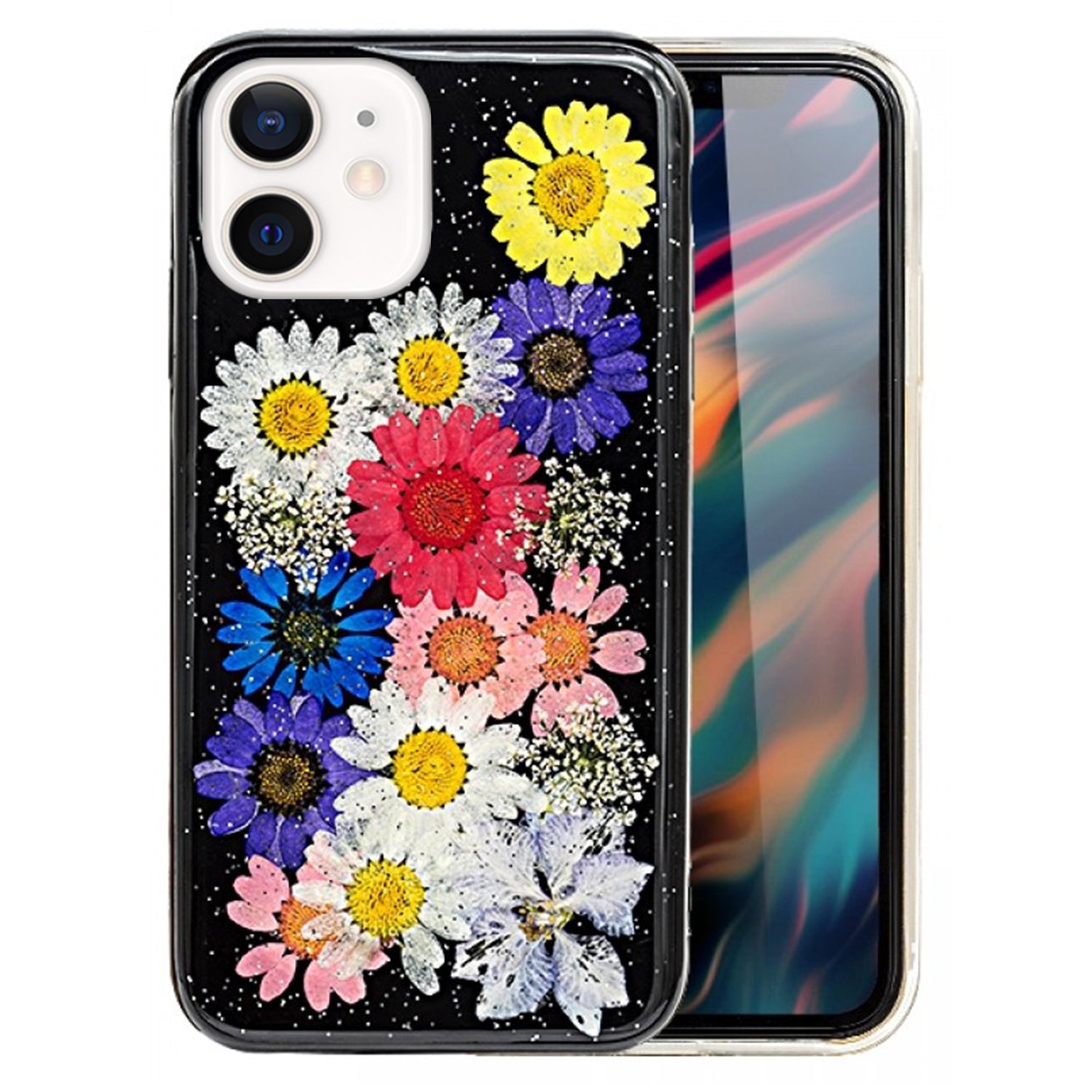 Soft Plastic Fashion Colorful Flowers Design Case for iPhone 12 Mini (5.4")