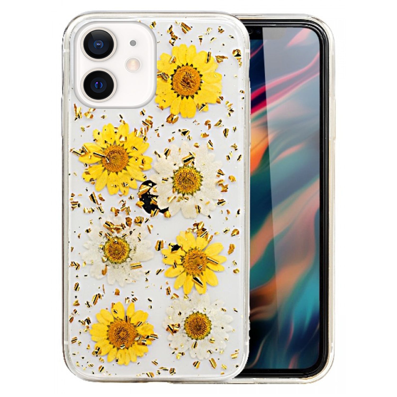 Soft Plastic Fashion Colorful Flowers Design Case for iPhone 12 Mini (5.4")