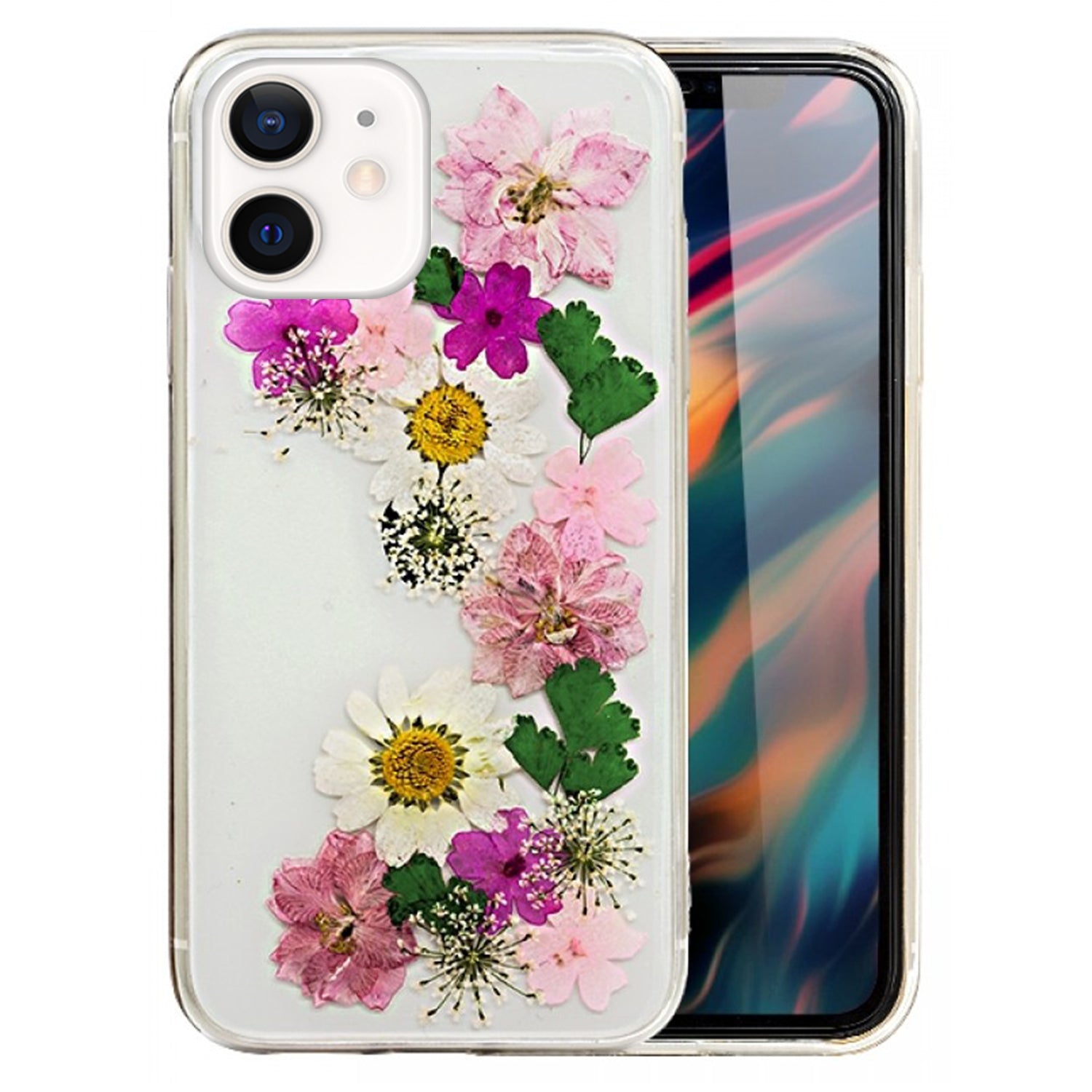 Soft Plastic Fashion Colorful Flowers Design Case for iPhone 12 Mini (5.4")