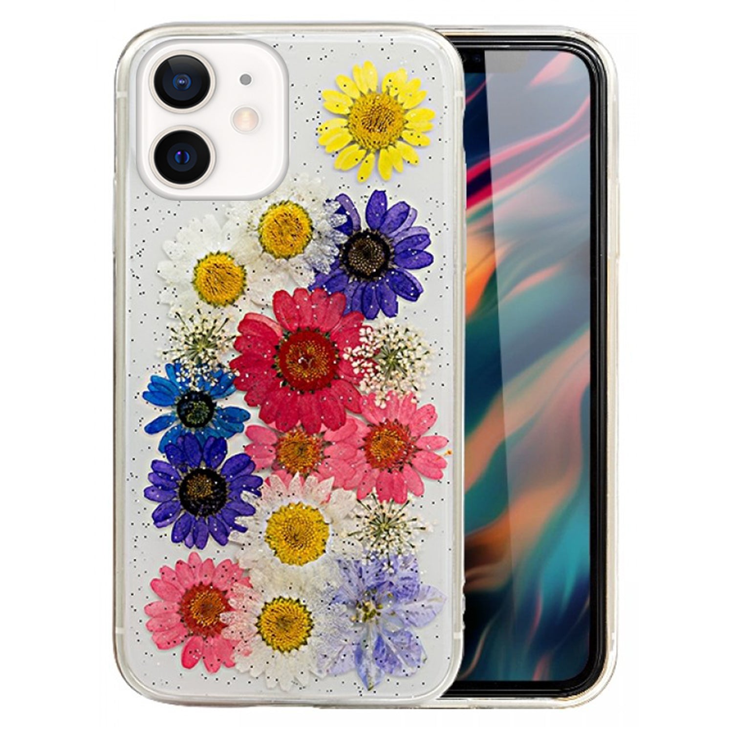 Soft Plastic Fashion Colorful Flowers Design Case for iPhone 12 Mini (5.4")