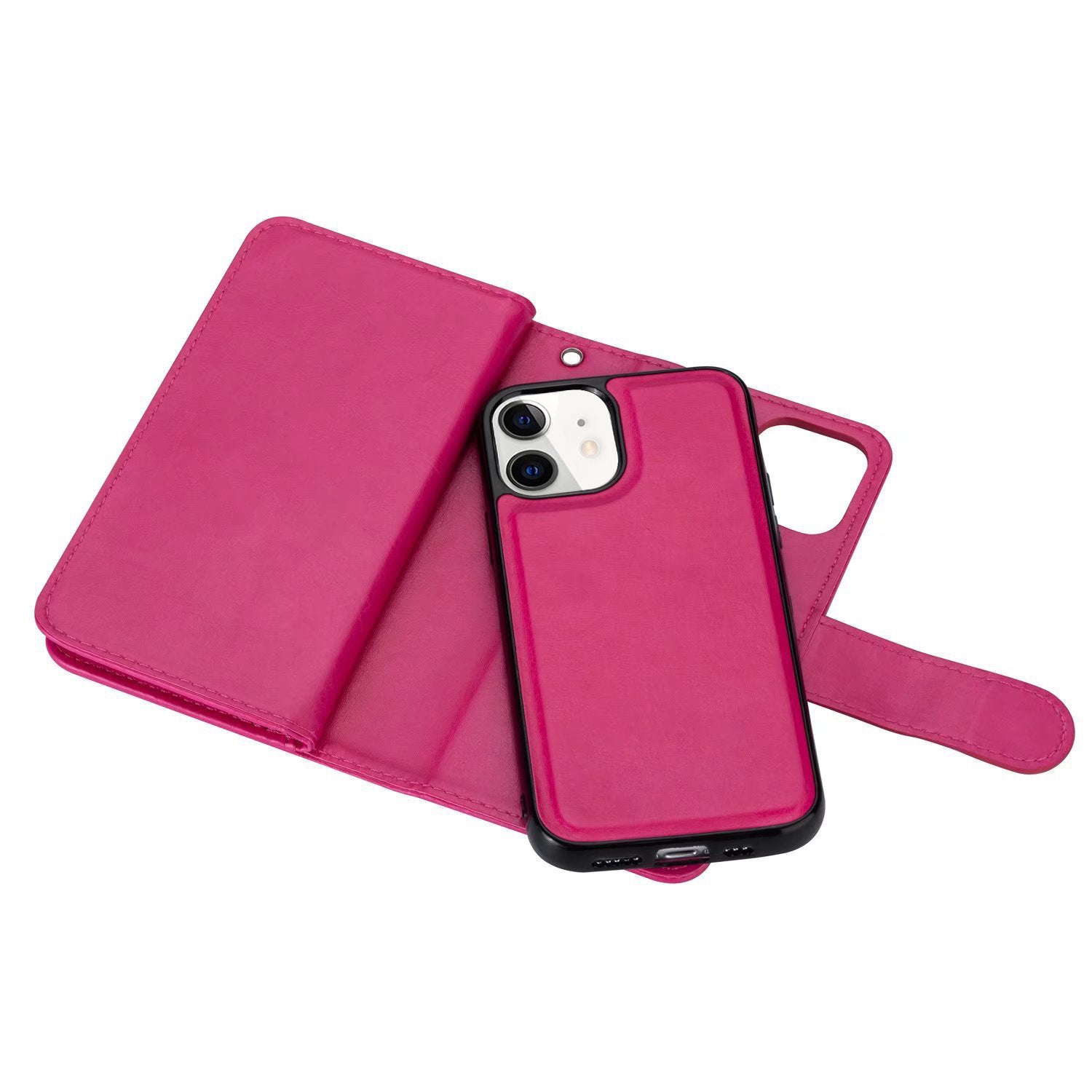 iPhone 12 Mini 2 in 1 Leather Wallet Case With 9 Credit Card Slots and Removable Back Cover 