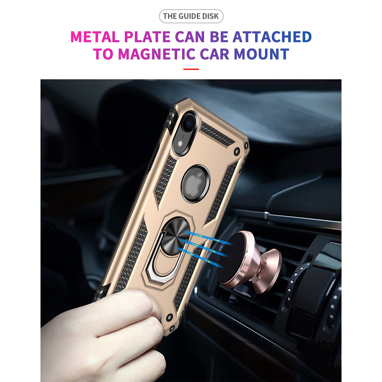 iPhone XR Dual Colors Ring Magnetic GPS car mount Phone Holder case