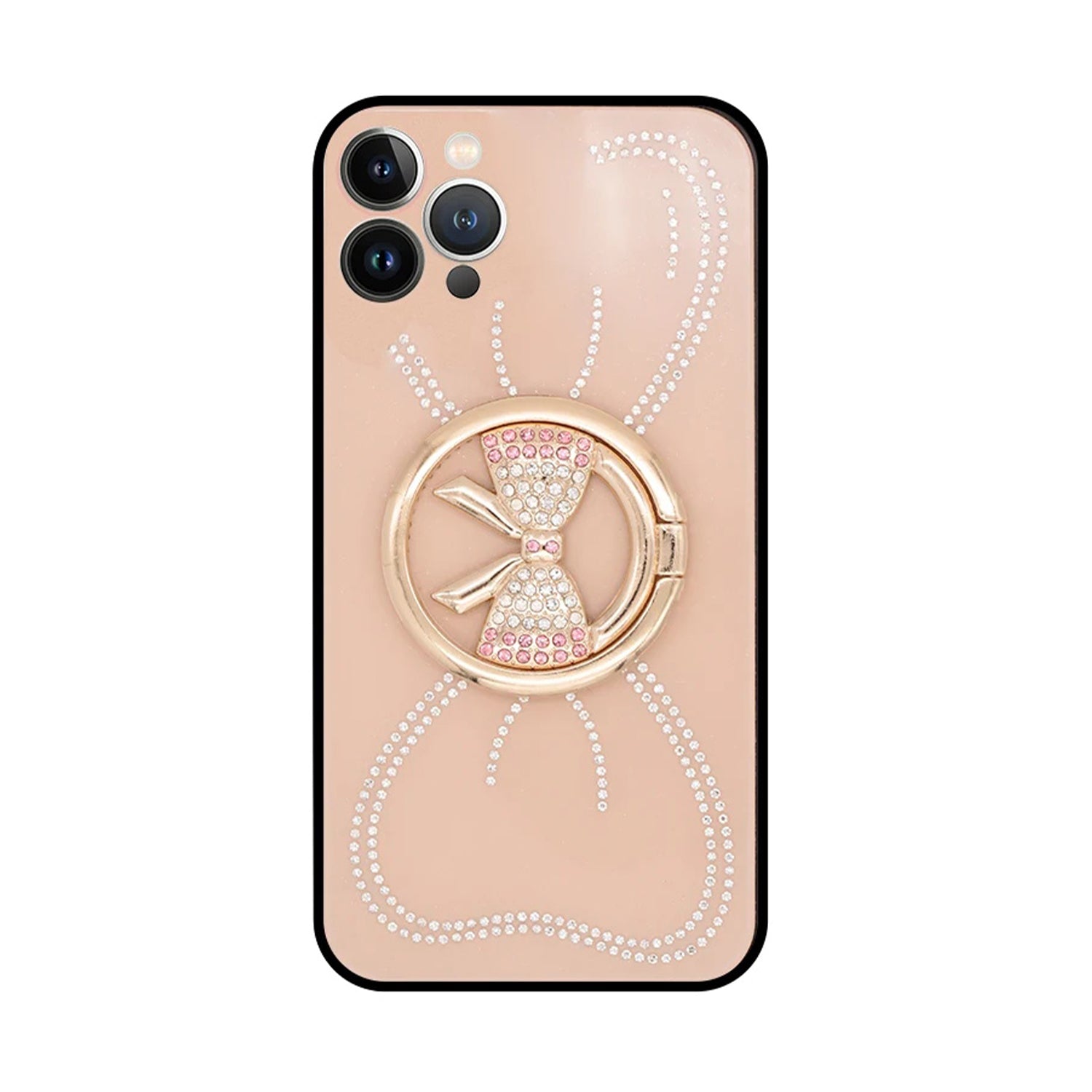 Large bow round support precise hole diamond case for iPhone 13 Pro