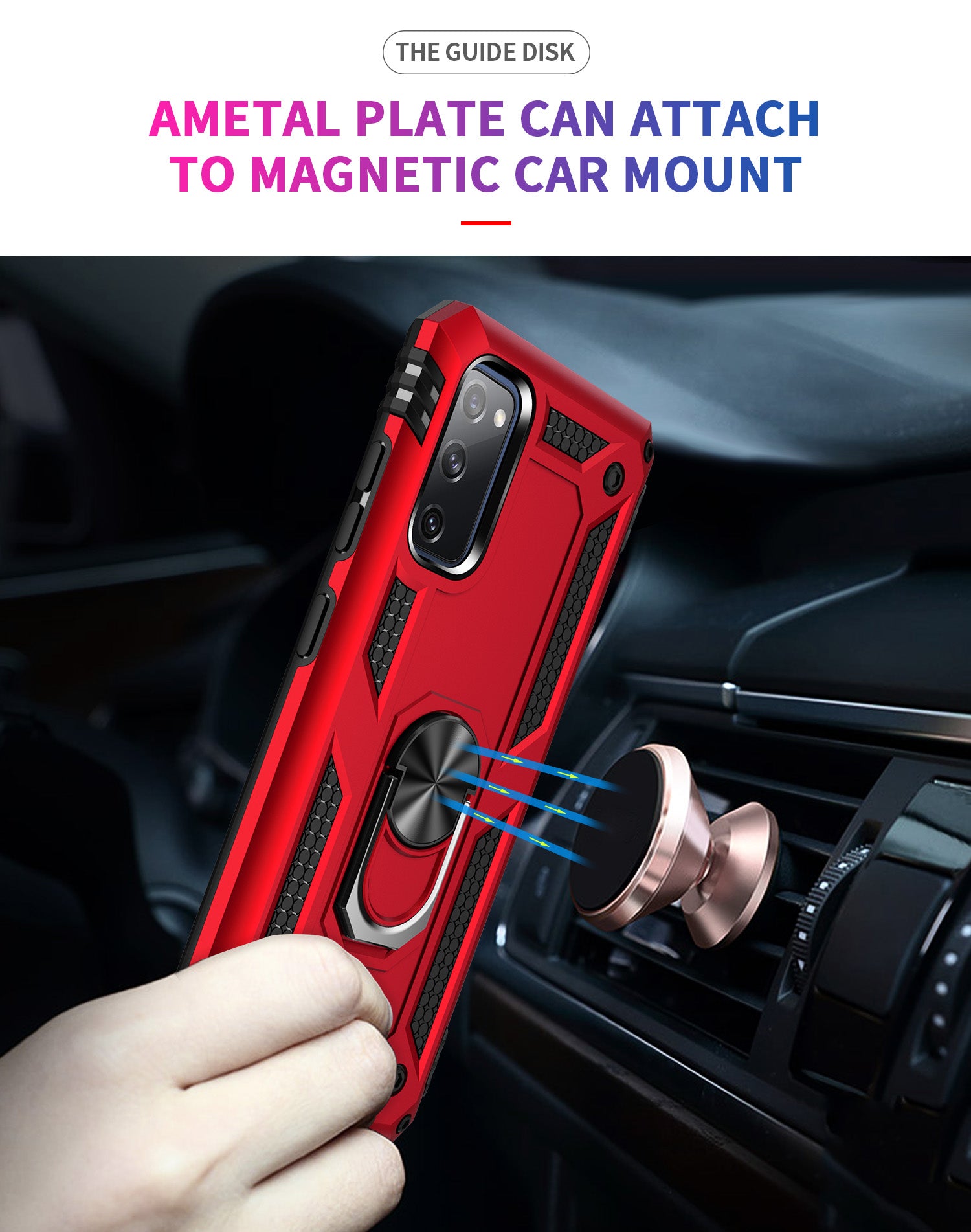 Samsung Galaxy S20 FE-5G dual colors ring magnetic GPS car mount Phone holder case