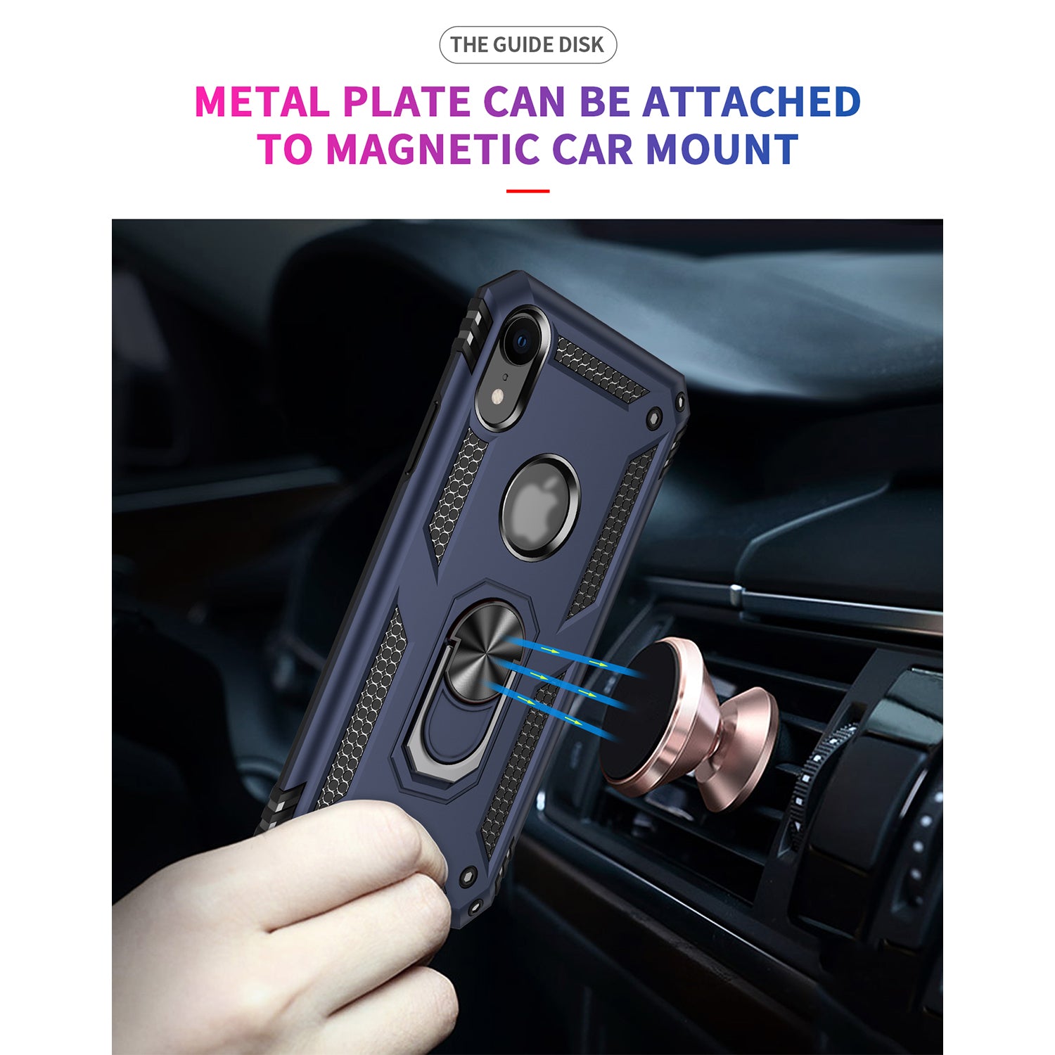 iPhone XR Dual Colors Ring Magnetic GPS car mount Phone Holder case