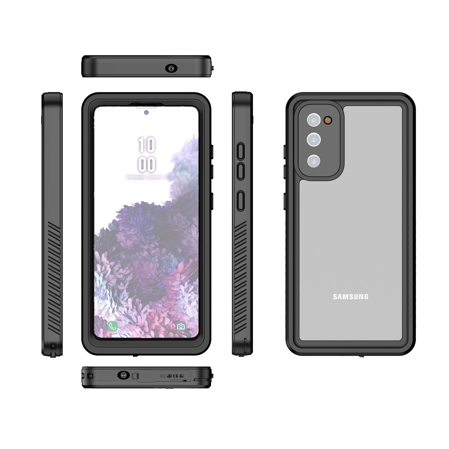 Samsung Galaxy S20 FE 360 Full Protective Waterproof Case with Built-in Screen Fingerprint Protector -Black