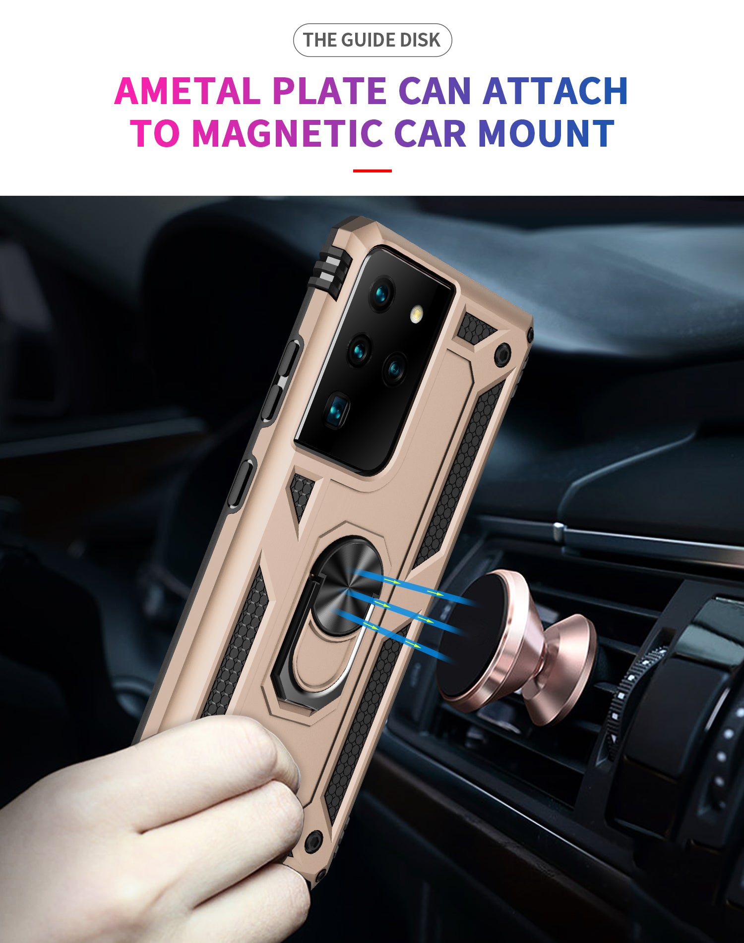 Samsung Galaxy S21 Ultra Dual Colors Ring Magnetic GPS car mount Phone Holder