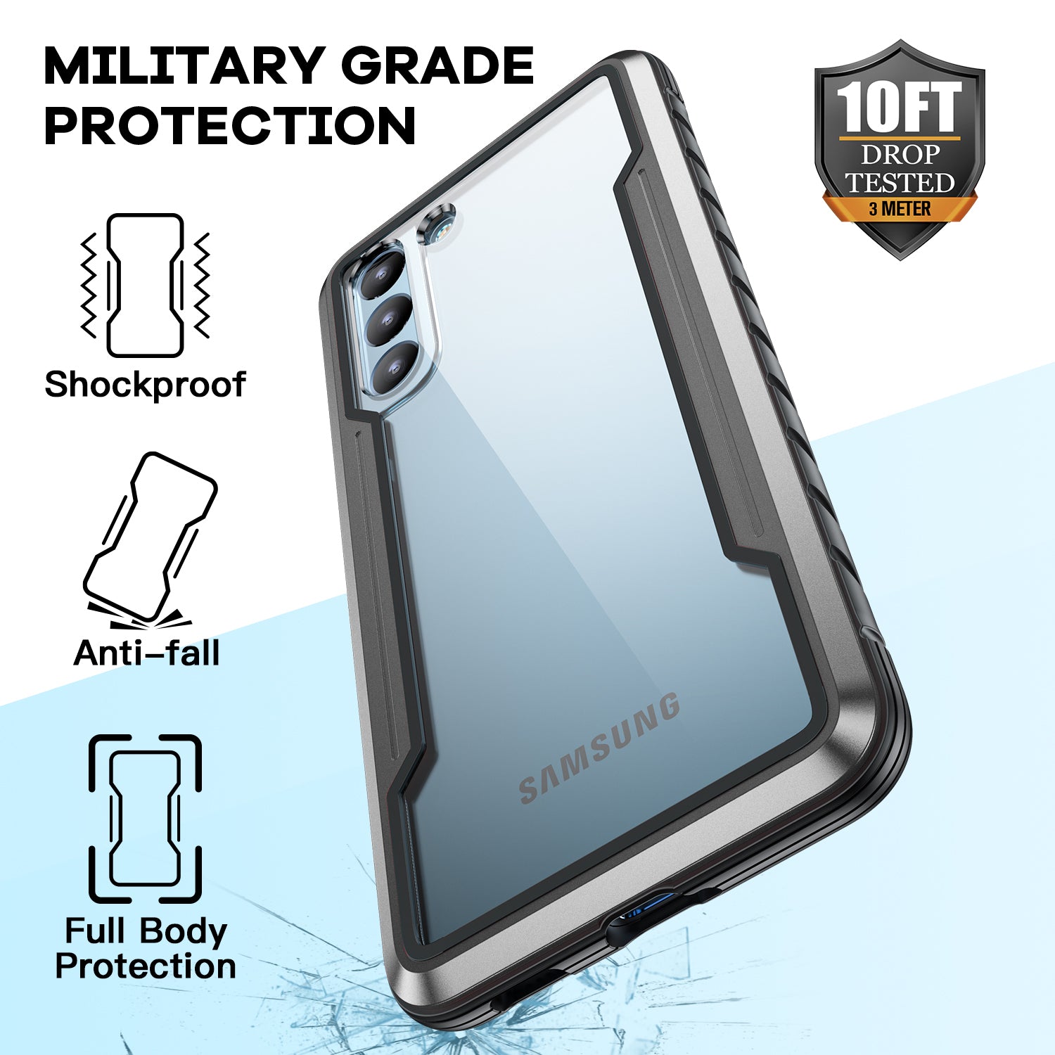 Color bumper full body heavy protection design, suitable for Samsung Galaxy S22 Plus