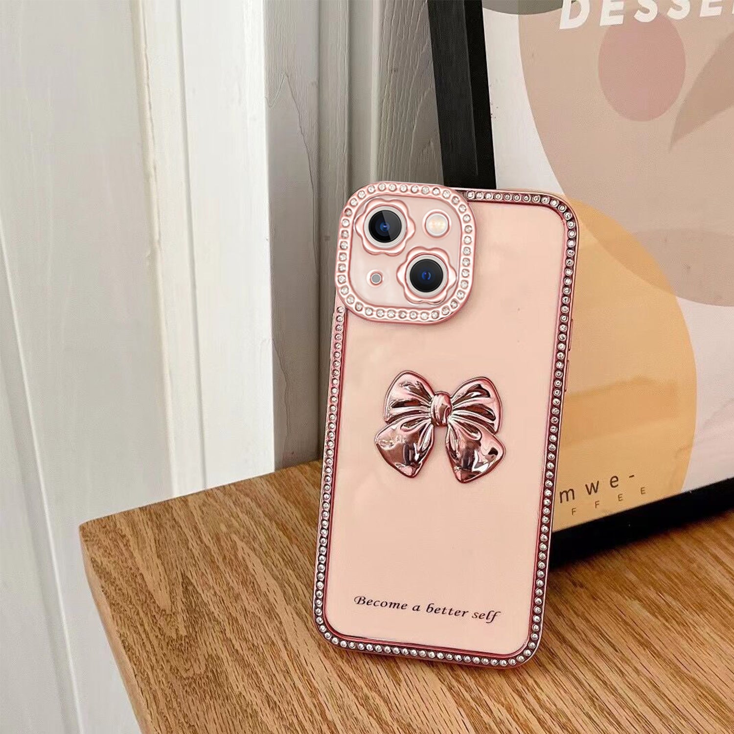 iPhone 13 Diamond frame color electroplating bow case