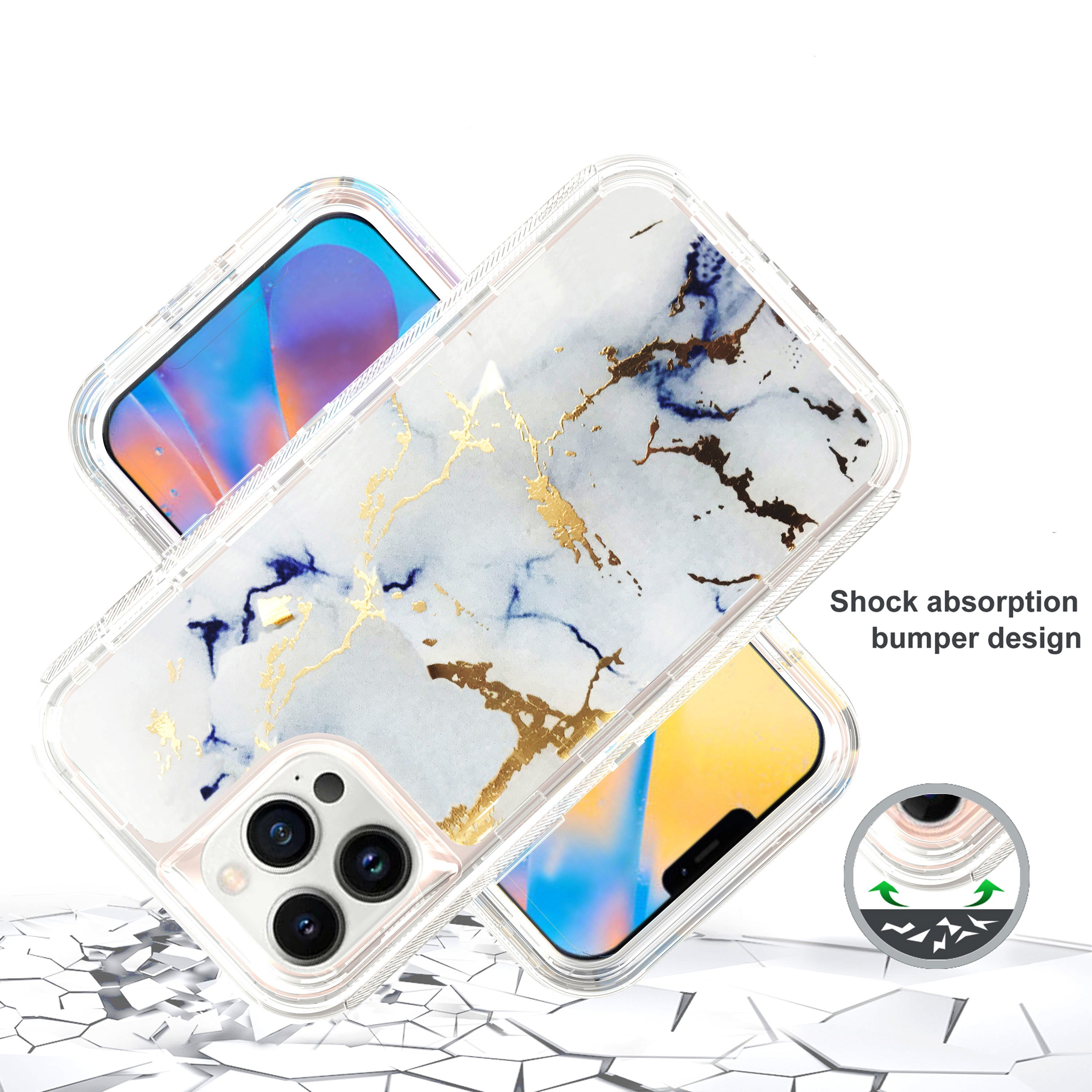 Clear Case for iPhone 12 Mini (5.4") Anti-Shock Durable Protective TPU Heavy Duty Marble case