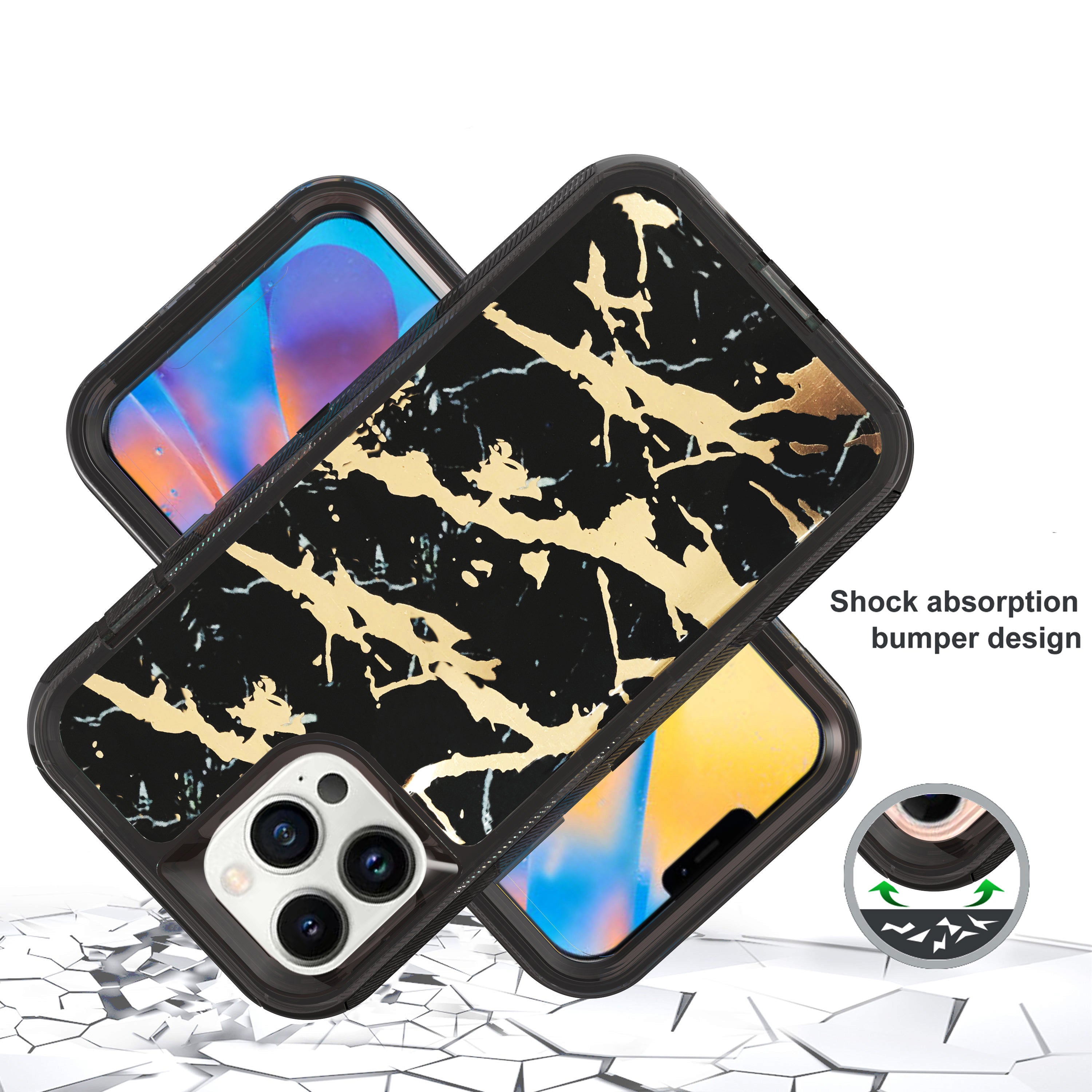 iPhone 11 Pro Max (6.5") Anti-Shock Durable Protective TPU Heavy Duty Marble Clear Case