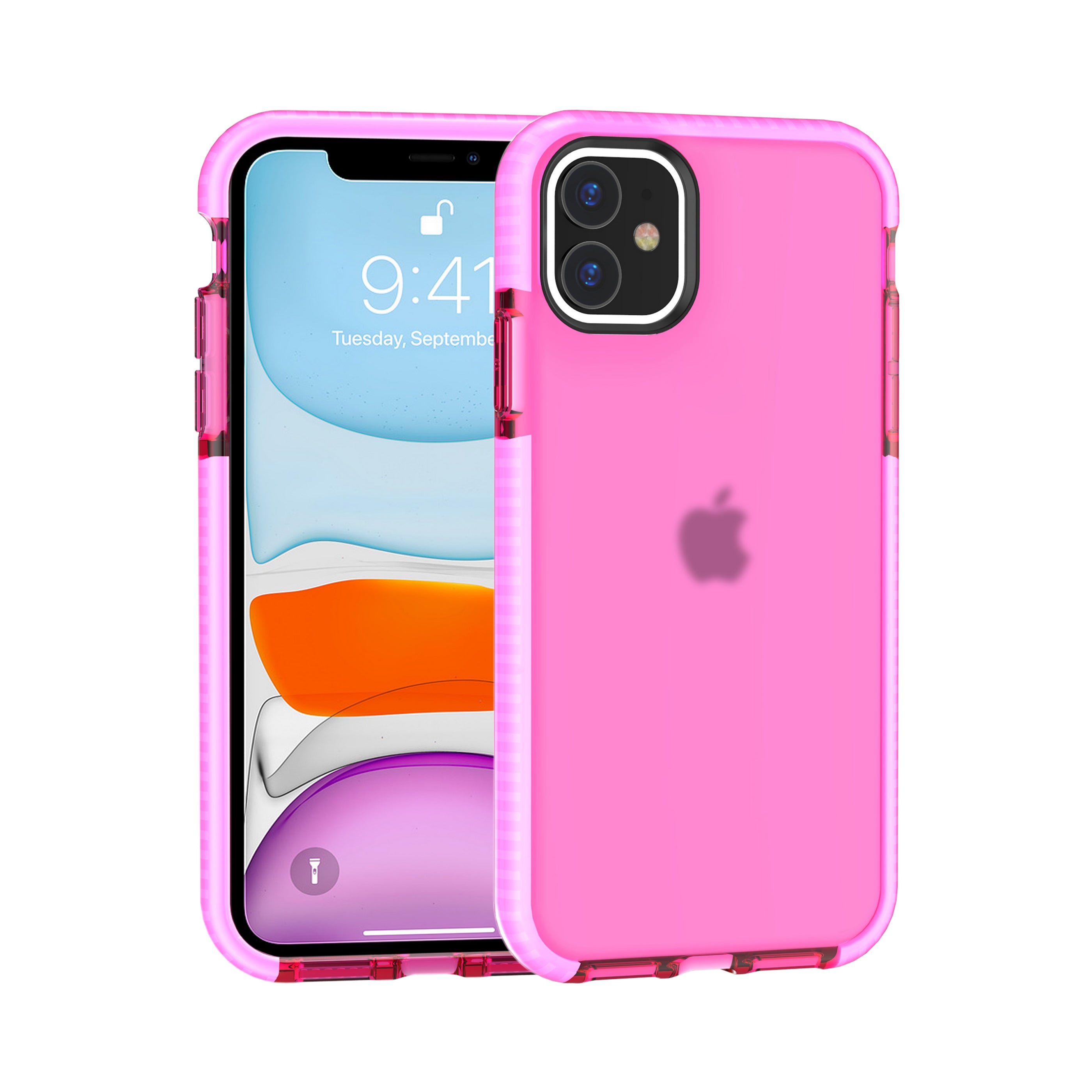 Transparent TPU Shockproof Drop Resistant Case for iPhone 12 Pro/12 (6.1")  - Pink