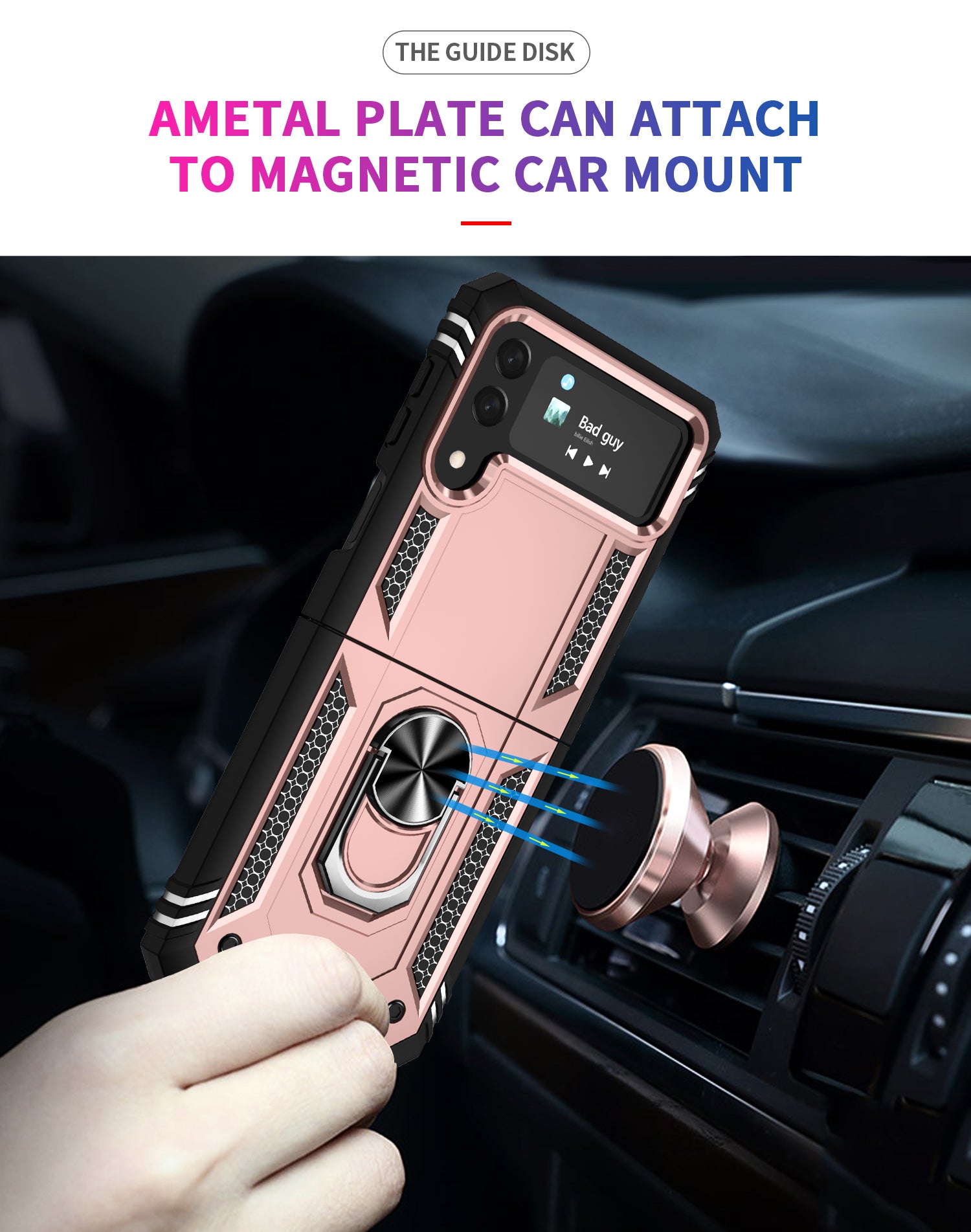 Samsung Galaxy Z Flip 4 ring Magnetic GPS car mount Phone holder case