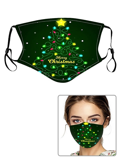 Dust-proof and cold-proof fashionable Christmas mask - Green/Star