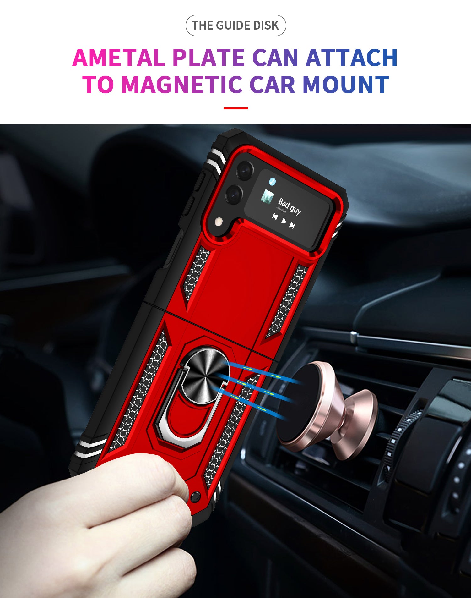 Samsung Galaxy Z Flip 4 ring Magnetic GPS car mount Phone holder case