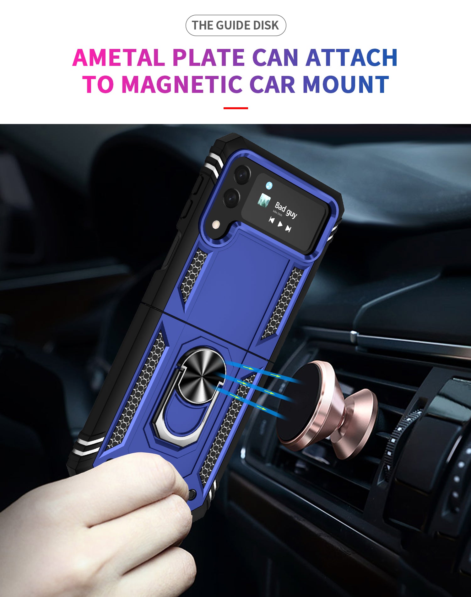 Samsung Galaxy Z Flip 4 ring Magnetic GPS car mount Phone holder case