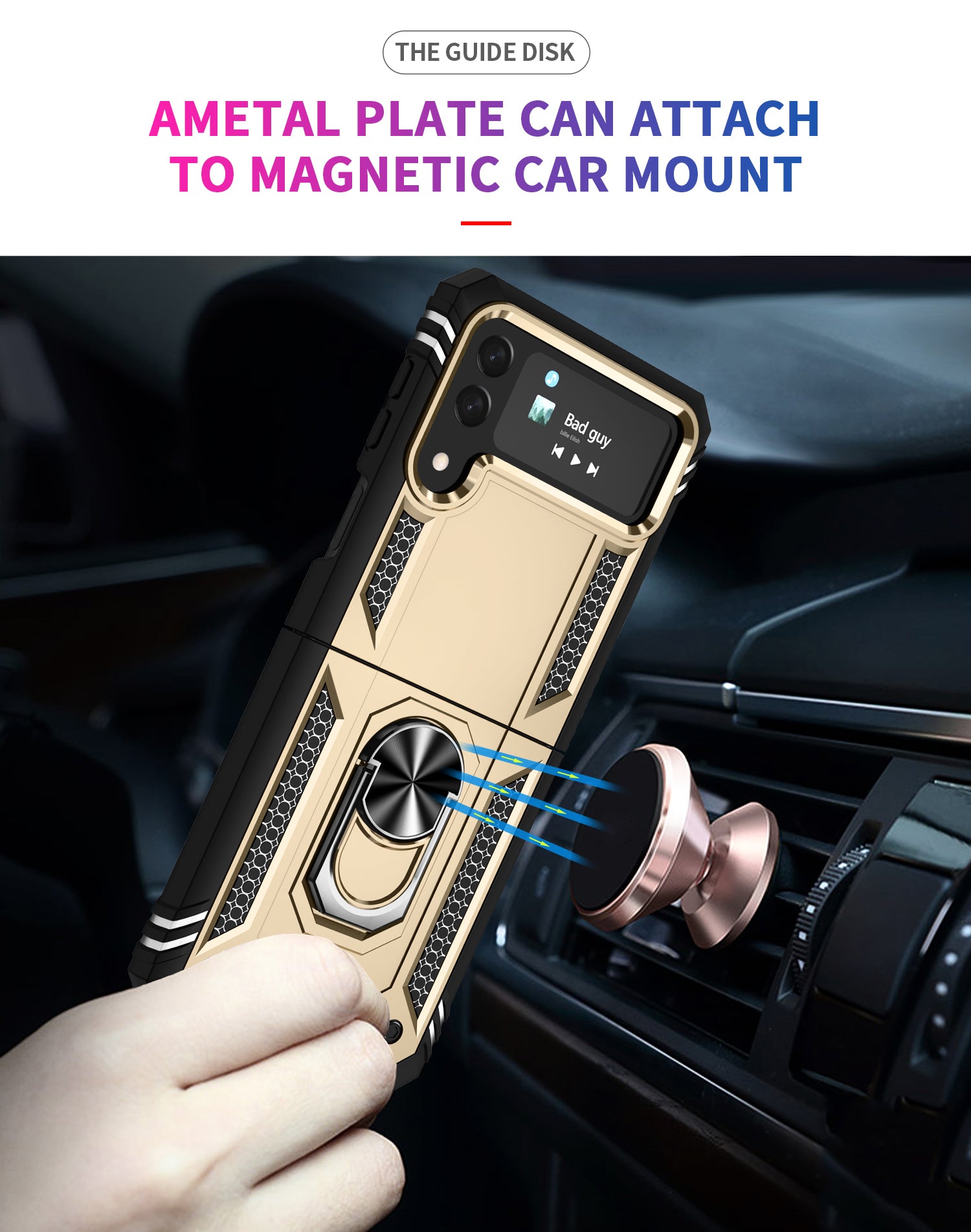 Samsung Galaxy Z Flip 4 ring Magnetic GPS car mount Phone holder case