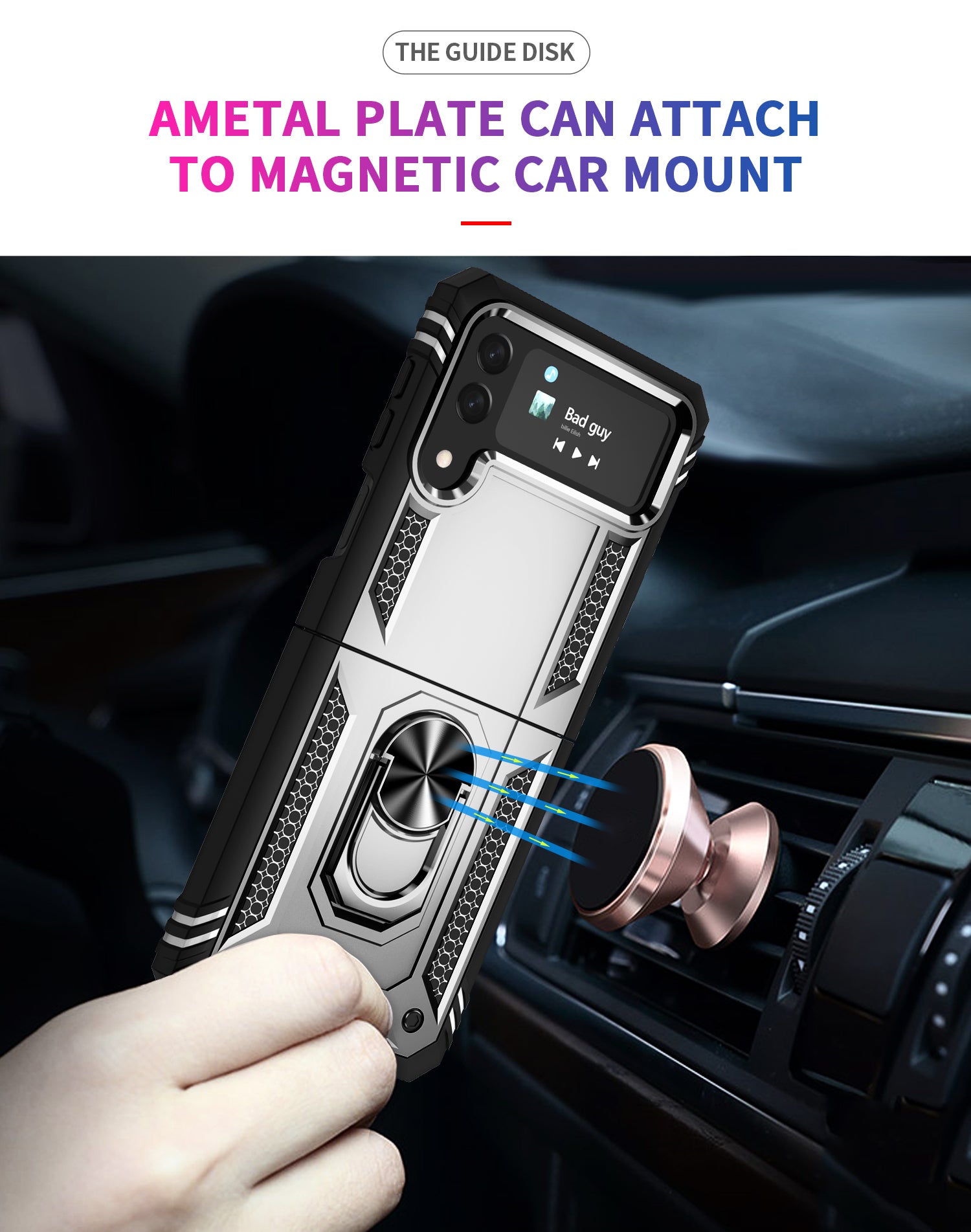 Samsung Galaxy Z Flip 4 ring Magnetic GPS car mount Phone holder case