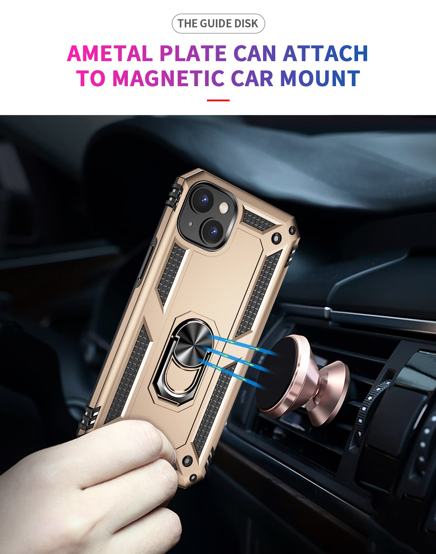 iPhone 14  Dual Colors Ring Magnetic GPS car mount Phone Holder Case