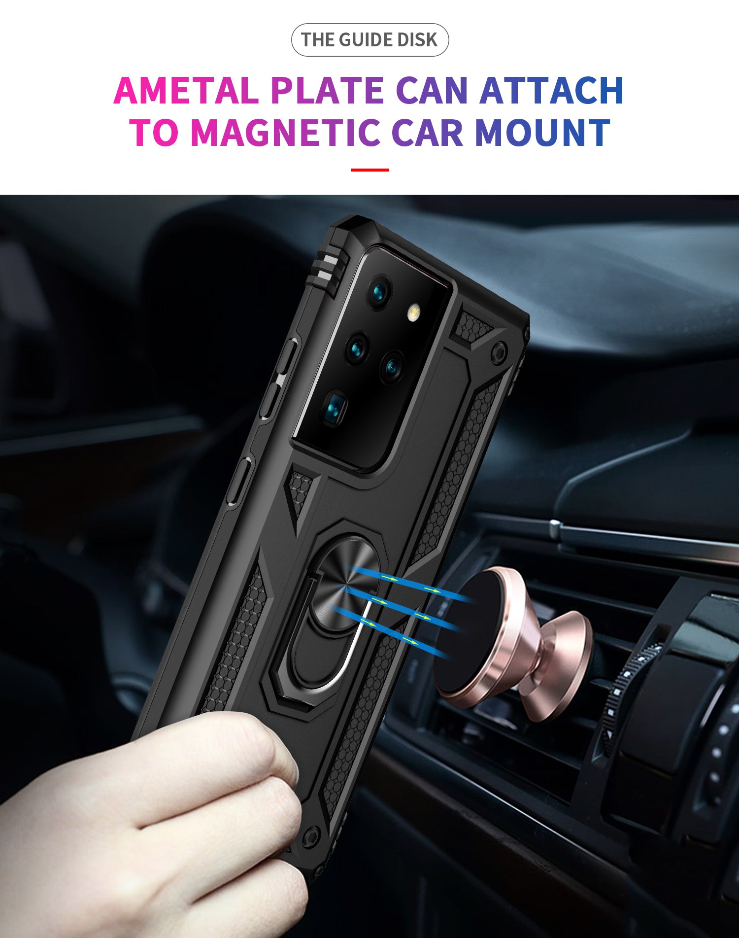 Samsung Galaxy S21 Ultra Dual Colors Ring Magnetic GPS car mount Phone Holder