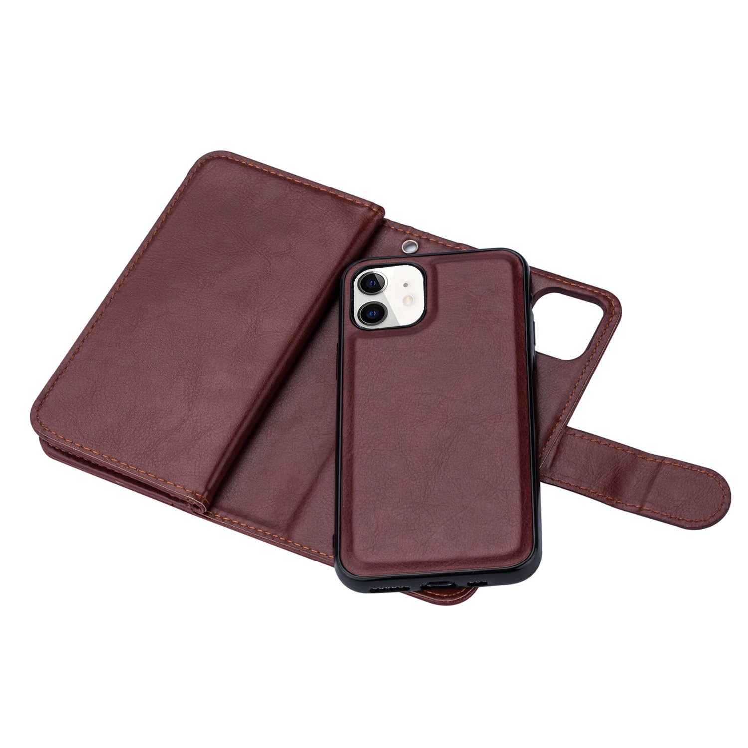 iPhone 12 Mini 2 in 1 Leather Wallet Case With 9 Credit Card Slots and Removable Back Cover 