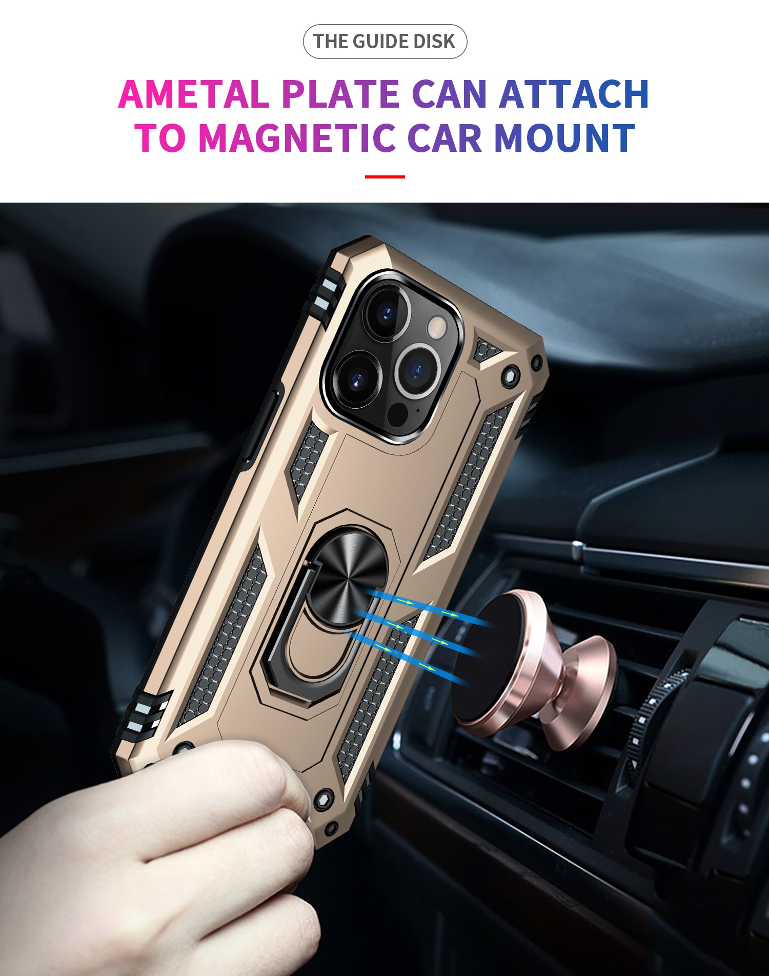 Dual Colors Ring Magnetic GPS car mount Phone Holder for iPhone 11 Pro (5.8")