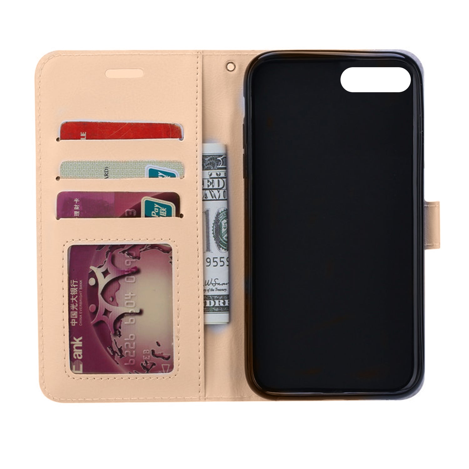 iPhone 8 & 7 Plus Real Plain Leather Wallet Case