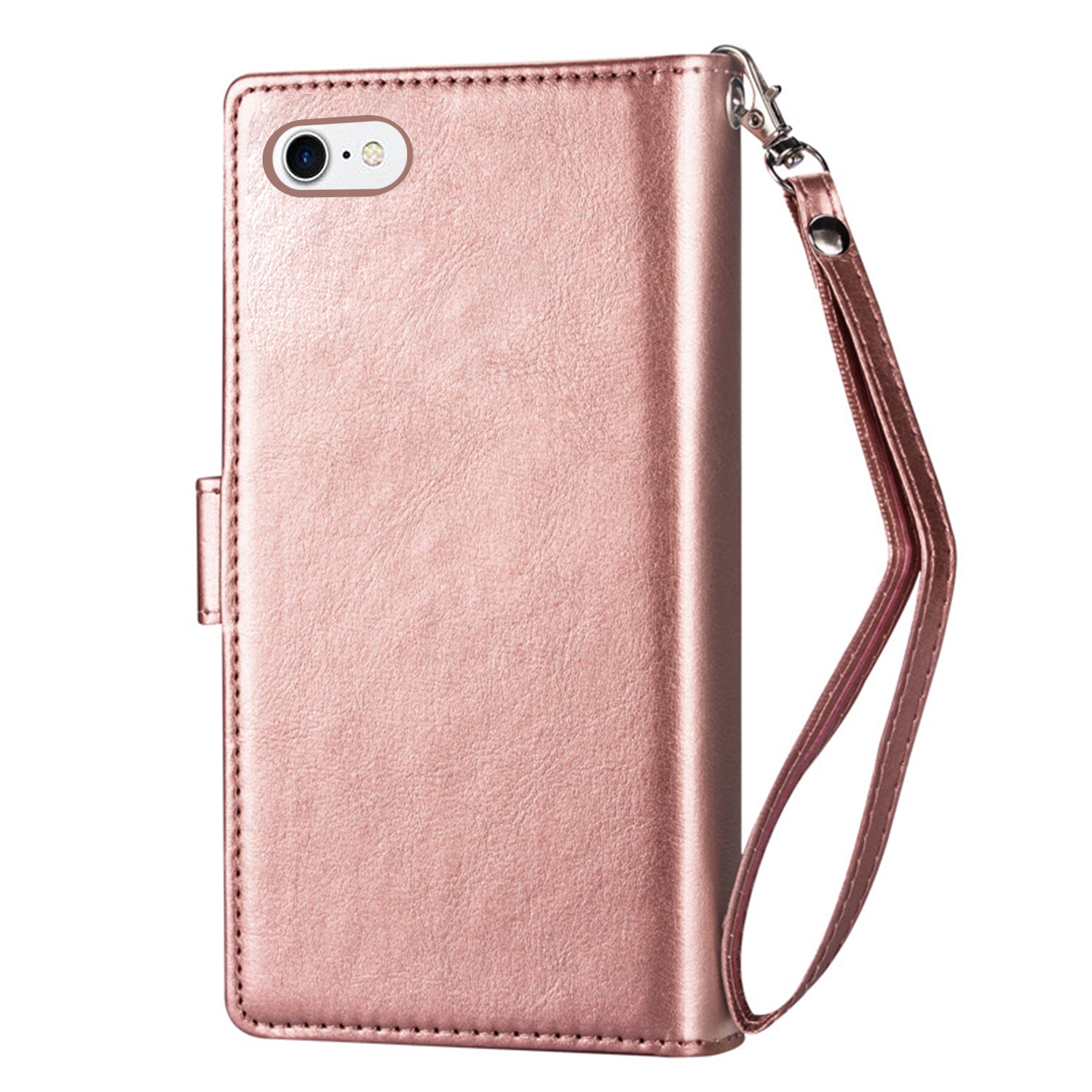 iPhone SE3/SE2/8/7 (4.7") 2 in 1 Leather Wallet Case With 9 Credit Card Slots and Removable Back Cover 