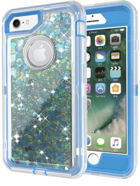 Apple iPhone 8 / 7 Transparent Floating Glitter Heavy Duty Case Compatible