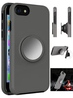 Apple iPhone 8/7/6 Hybrid Rubber Case with Coiled Circle Magnetic Kickstand GPS Holder